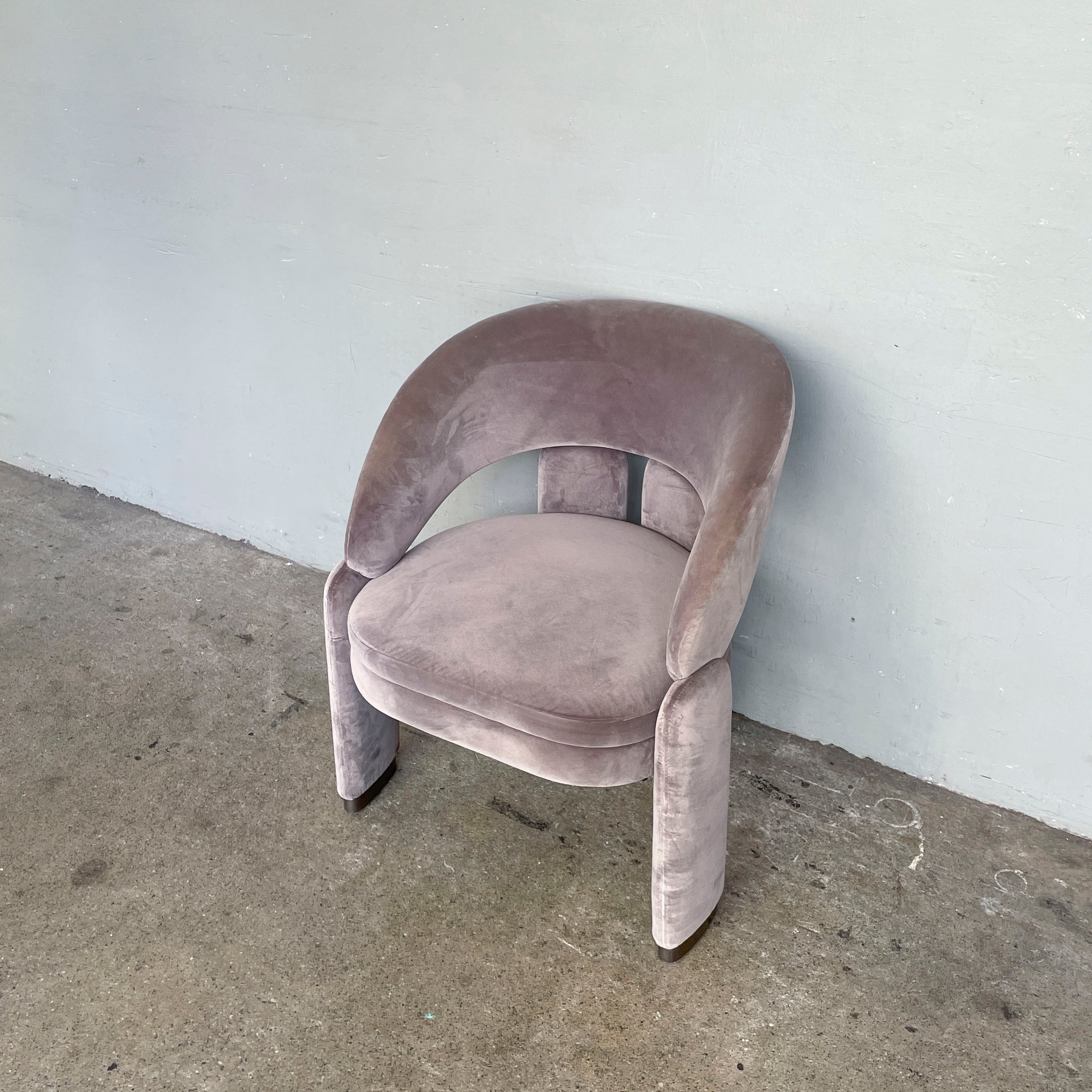 Grey Rounded Velvet Lounge Chair