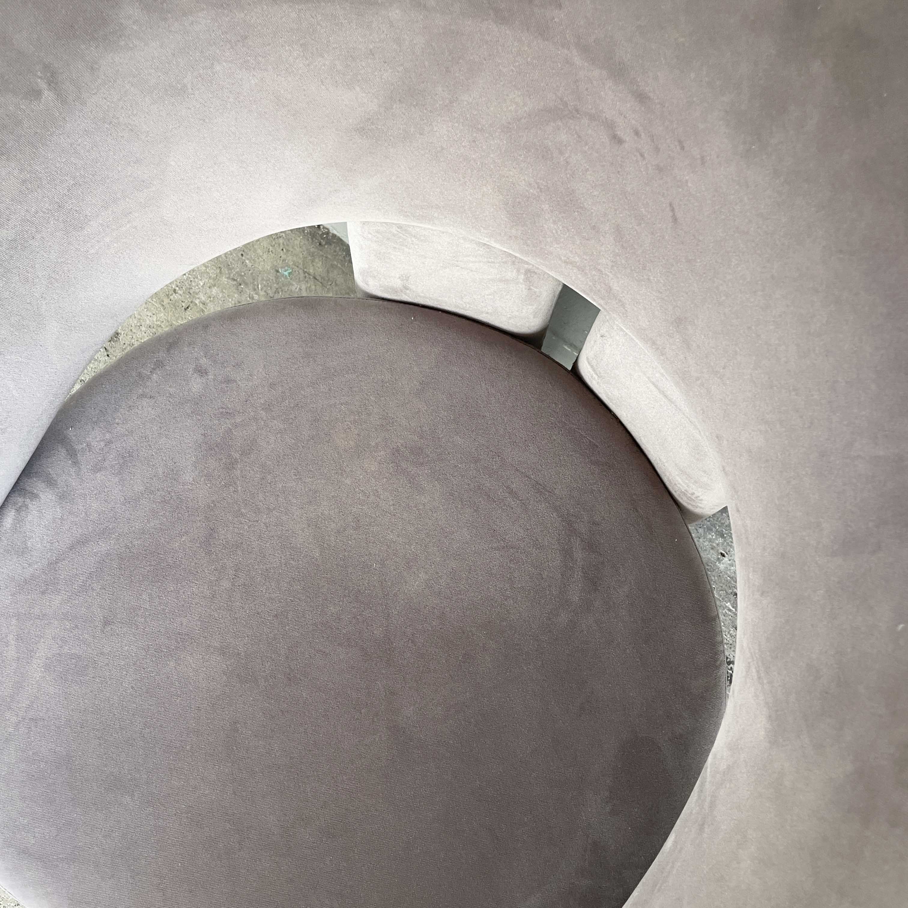 Grey Rounded Velvet Lounge Chair