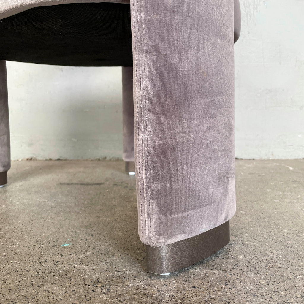 Grey Rounded Velvet Lounge Chair