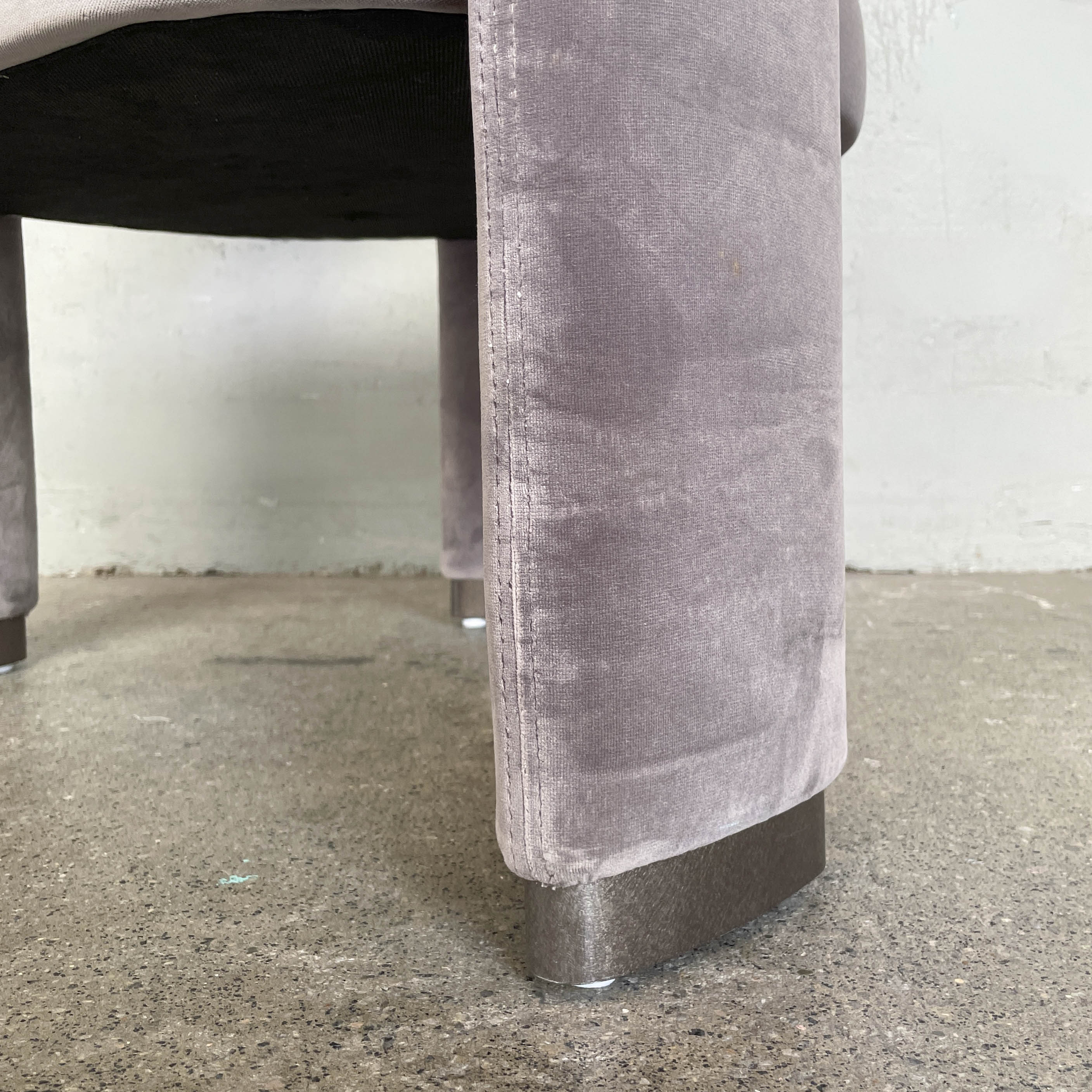 Grey Rounded Velvet Lounge Chair