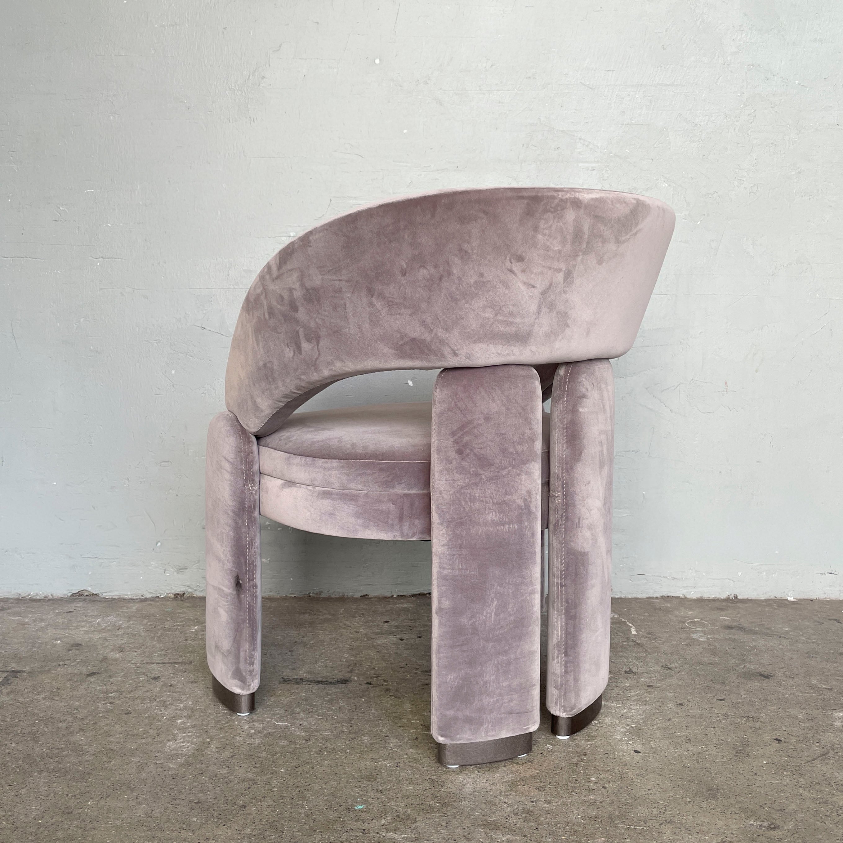 Grey Rounded Velvet Lounge Chair