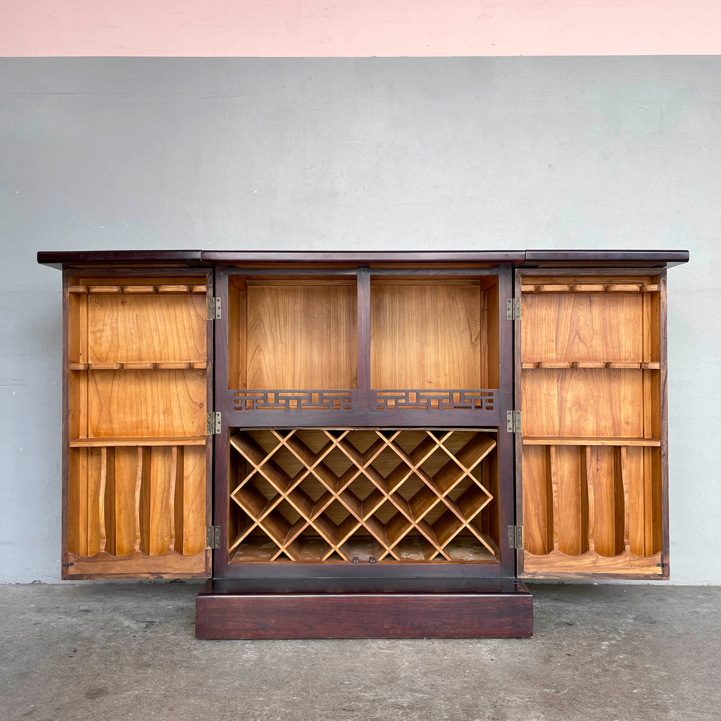 Elm Bar Cabinet with Rattan Top
