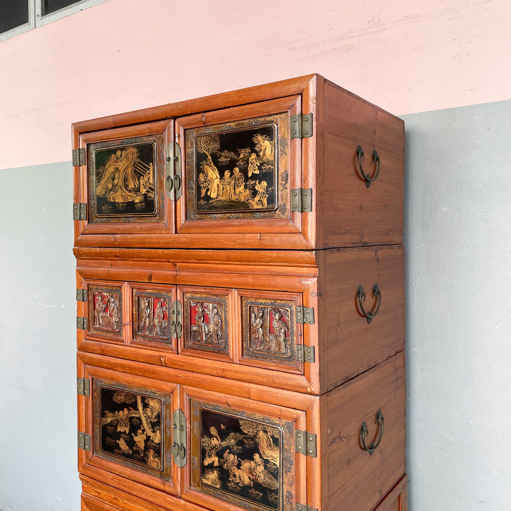 Chinese Elm Stackable Storage Chest/Cabinet