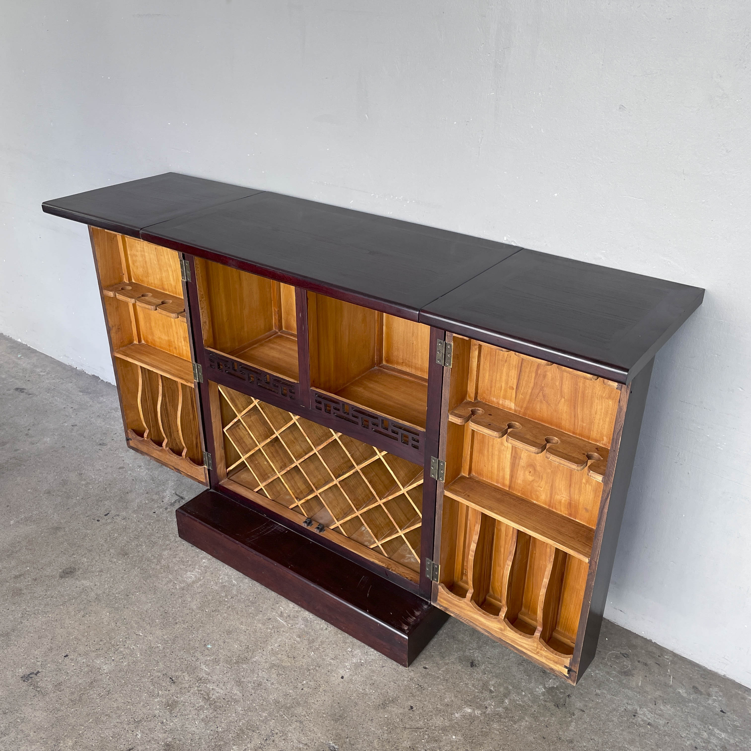 Elm Bar Cabinet with Rattan Top