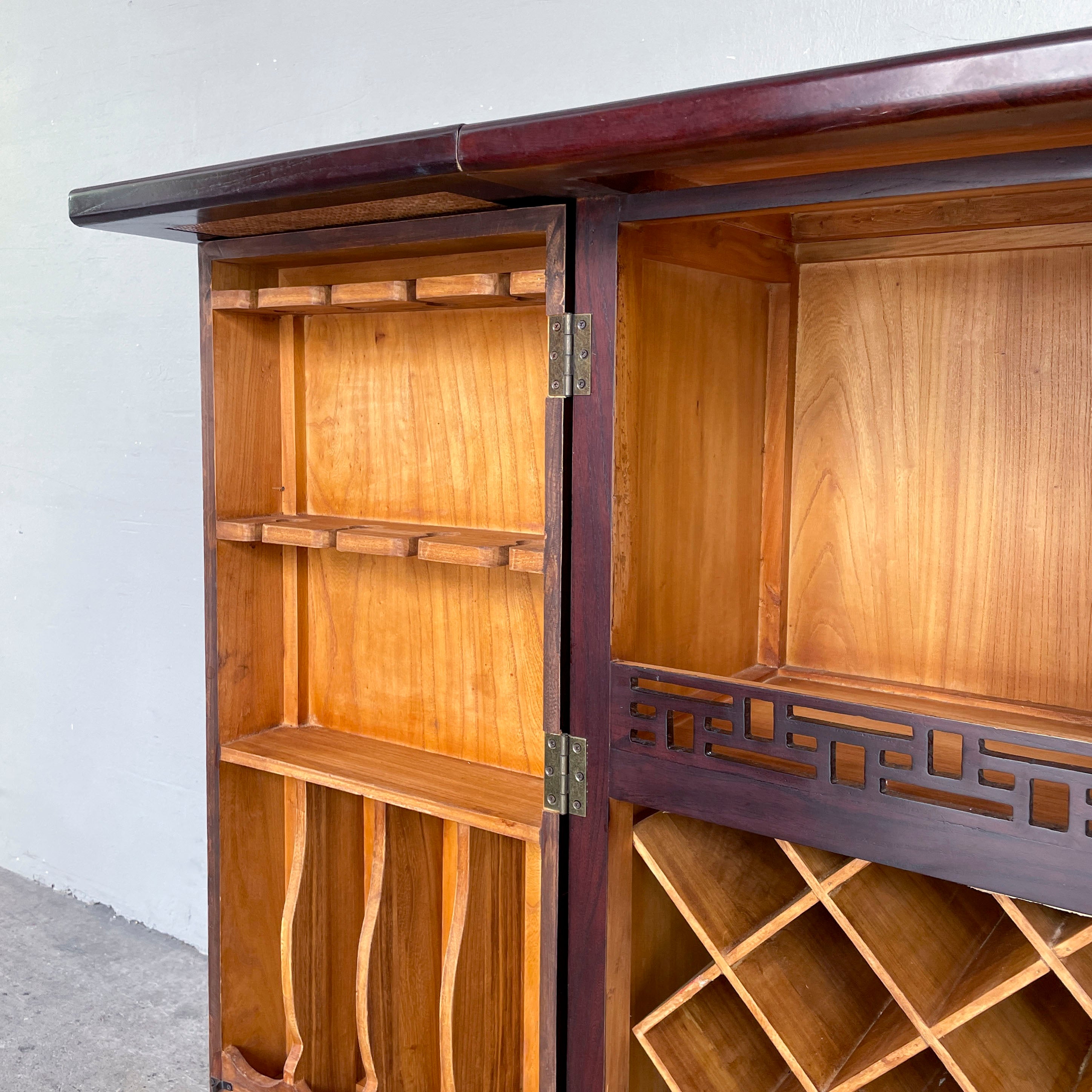Elm Bar Cabinet with Rattan Top