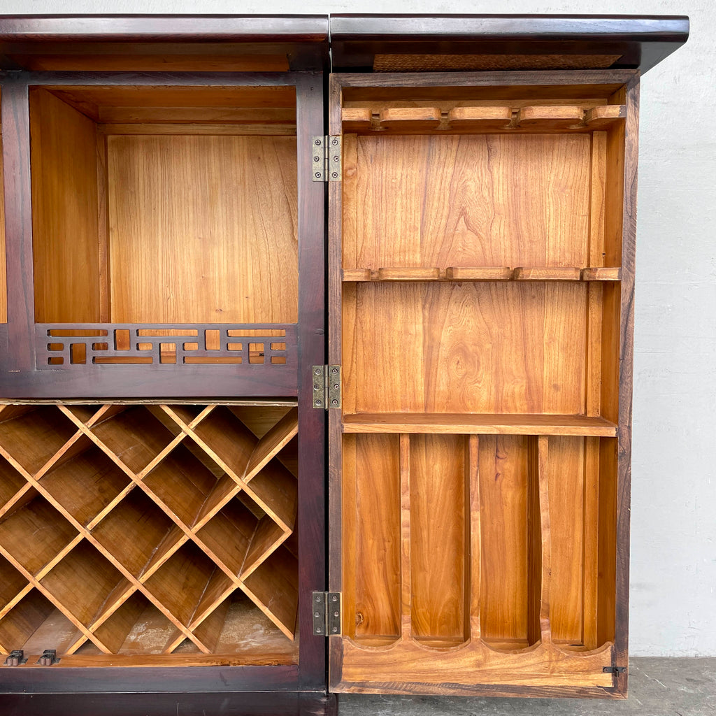 Elm Bar Cabinet with Rattan Top