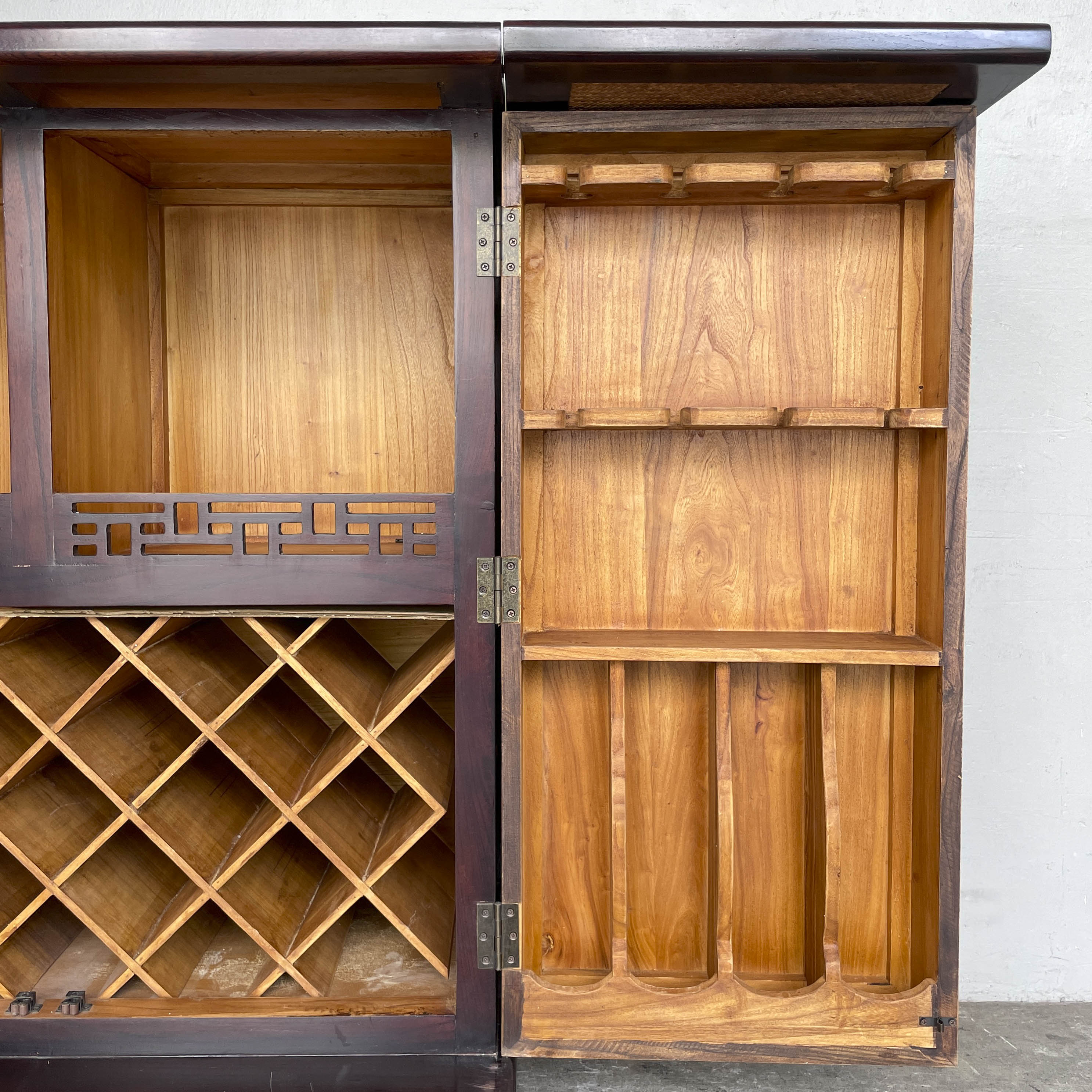 Elm Bar Cabinet with Rattan Top