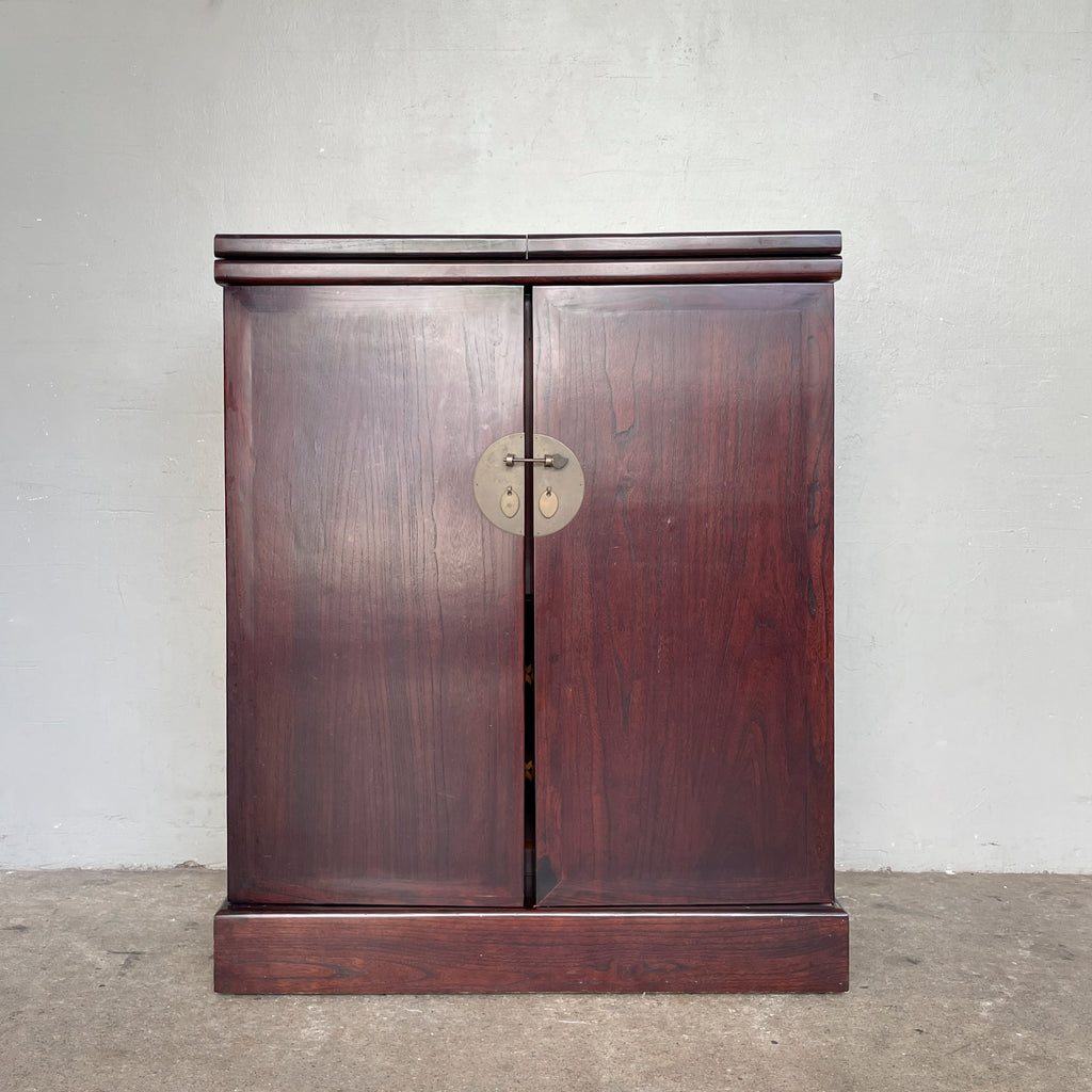 Elm Bar Cabinet with Rattan Top