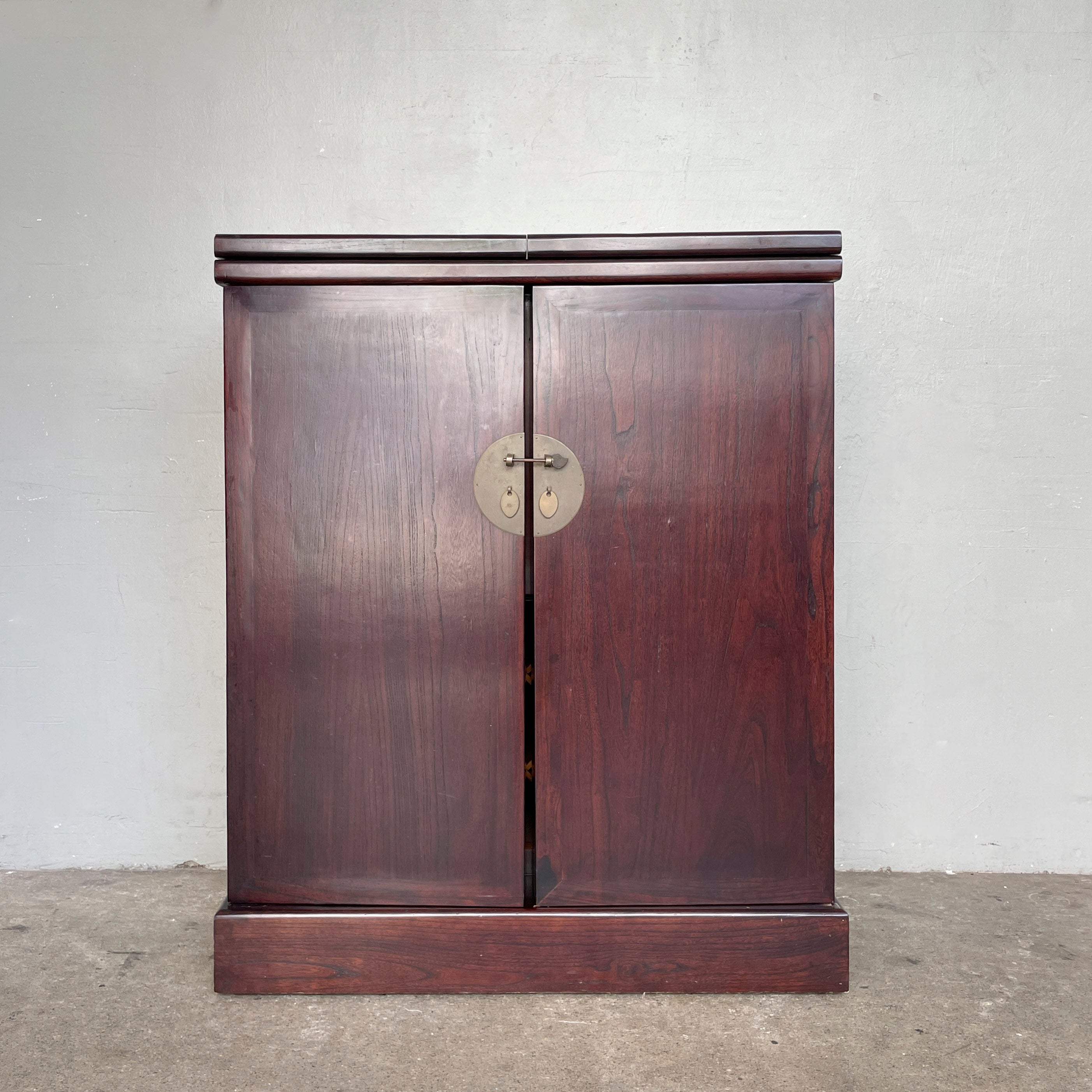Elm Bar Cabinet with Rattan Top