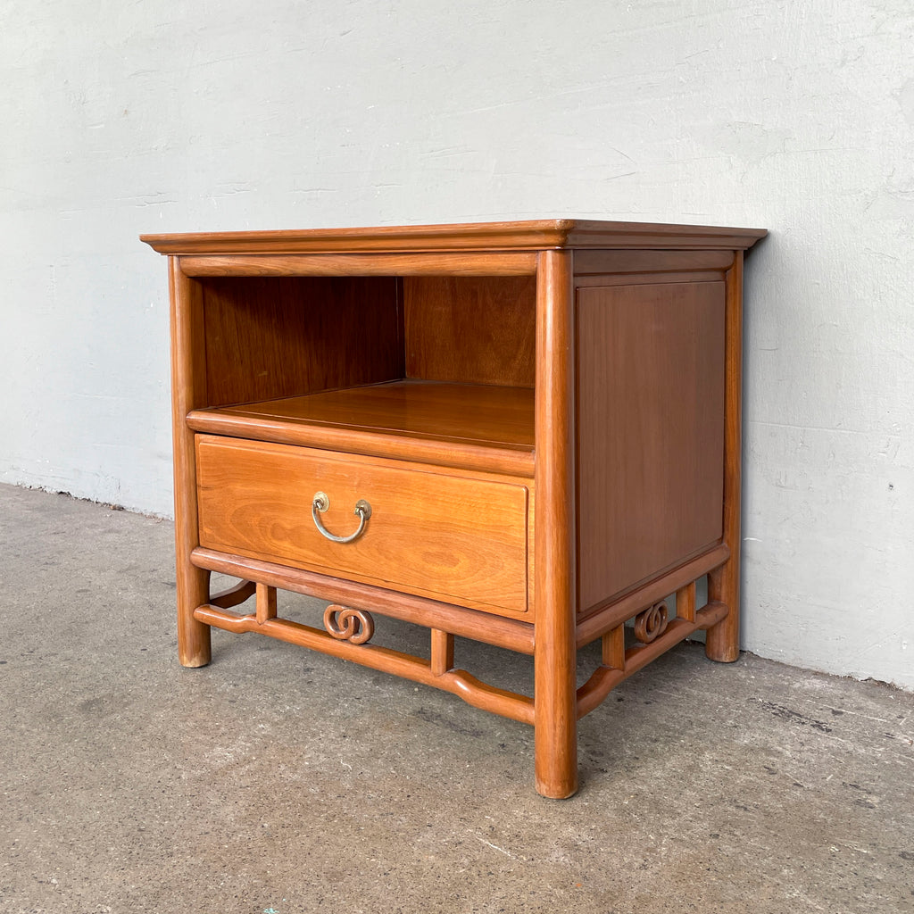 Vintage Elm Side Table with Drawer