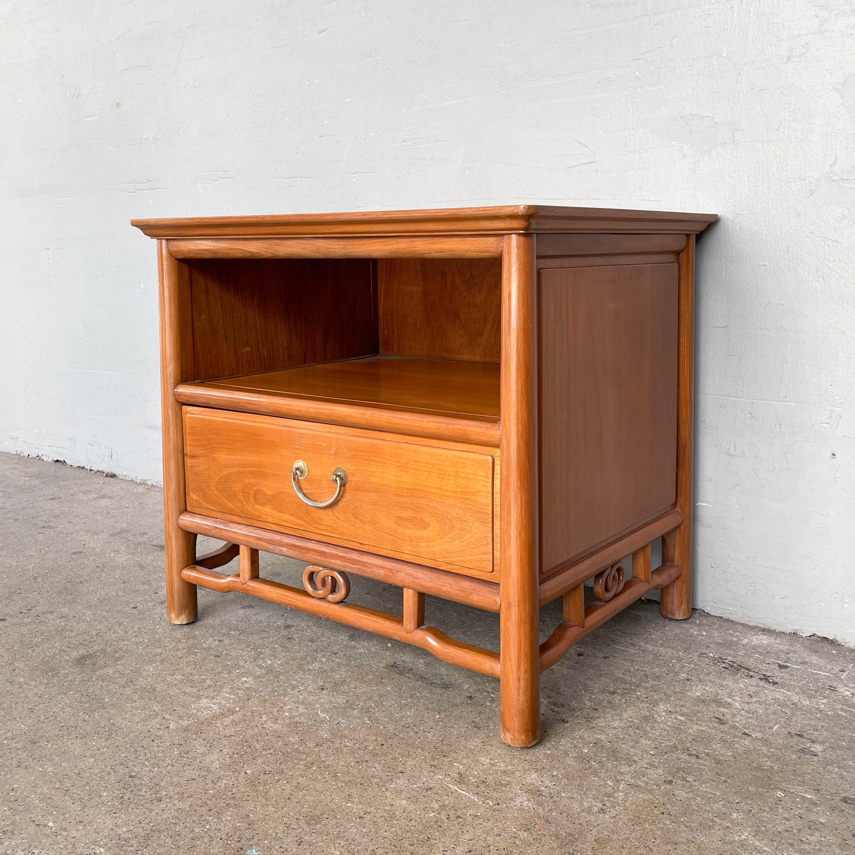 Vintage Elm Side Table with Drawer