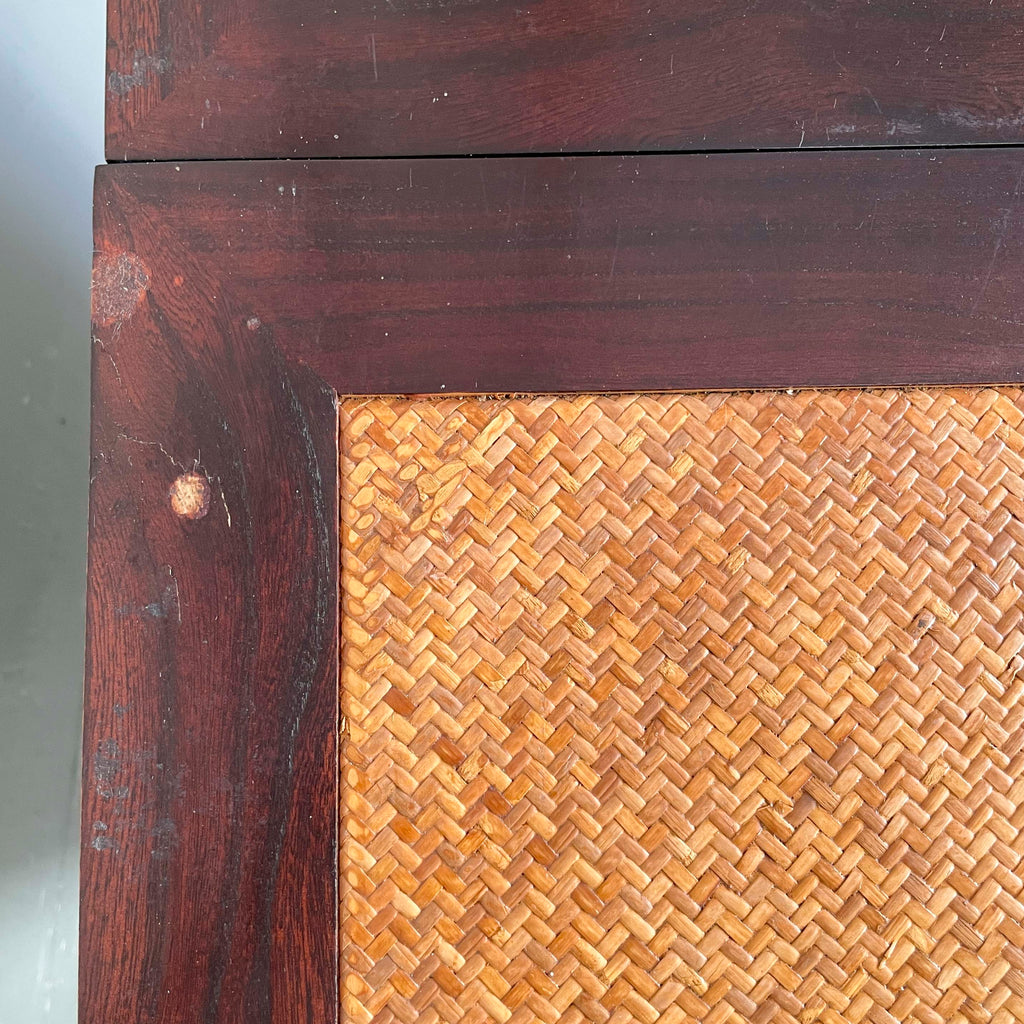 Elm Bar Cabinet with Rattan Top