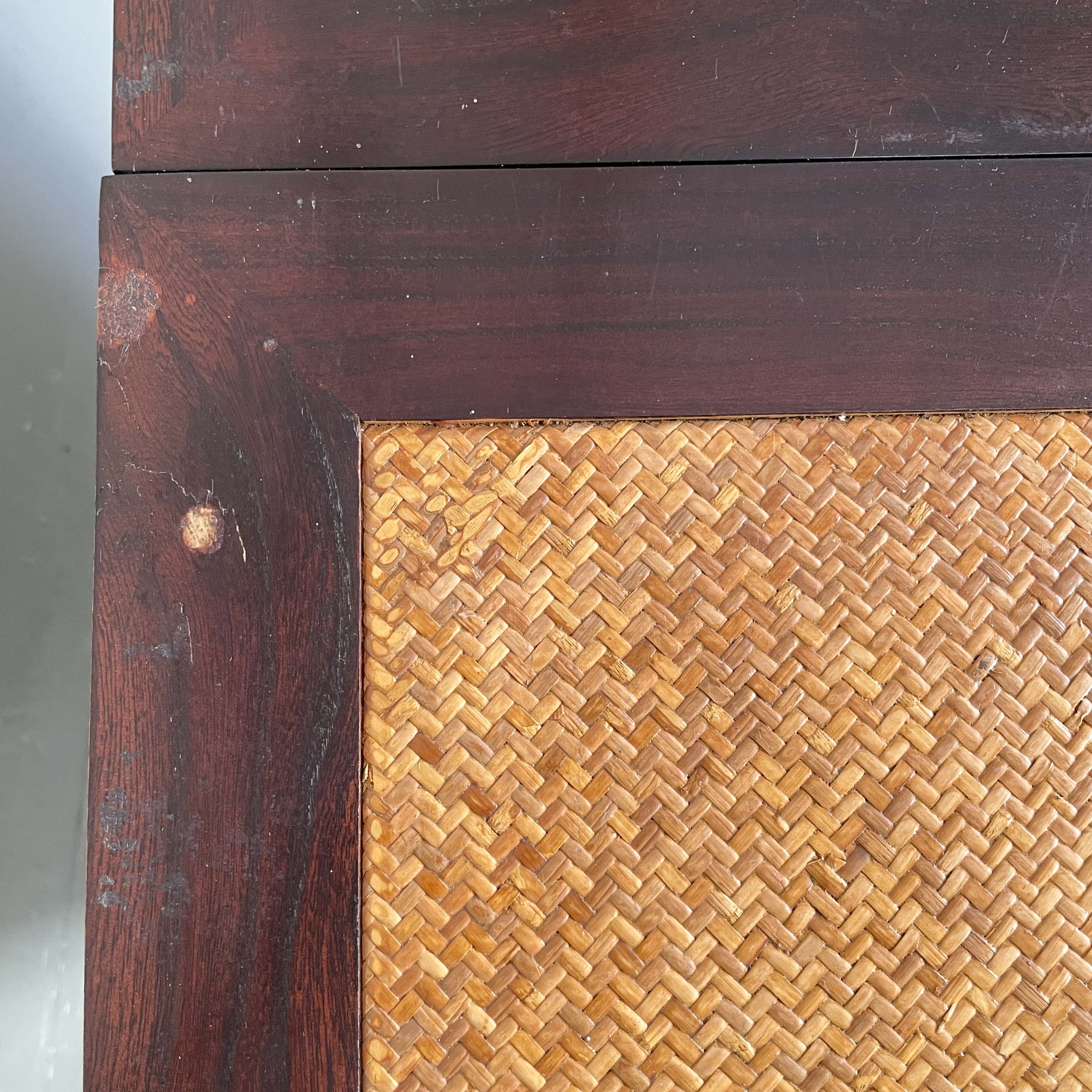 Elm Bar Cabinet with Rattan Top