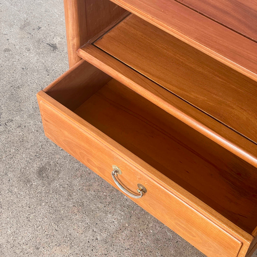 Vintage Elm Side Table with Drawer