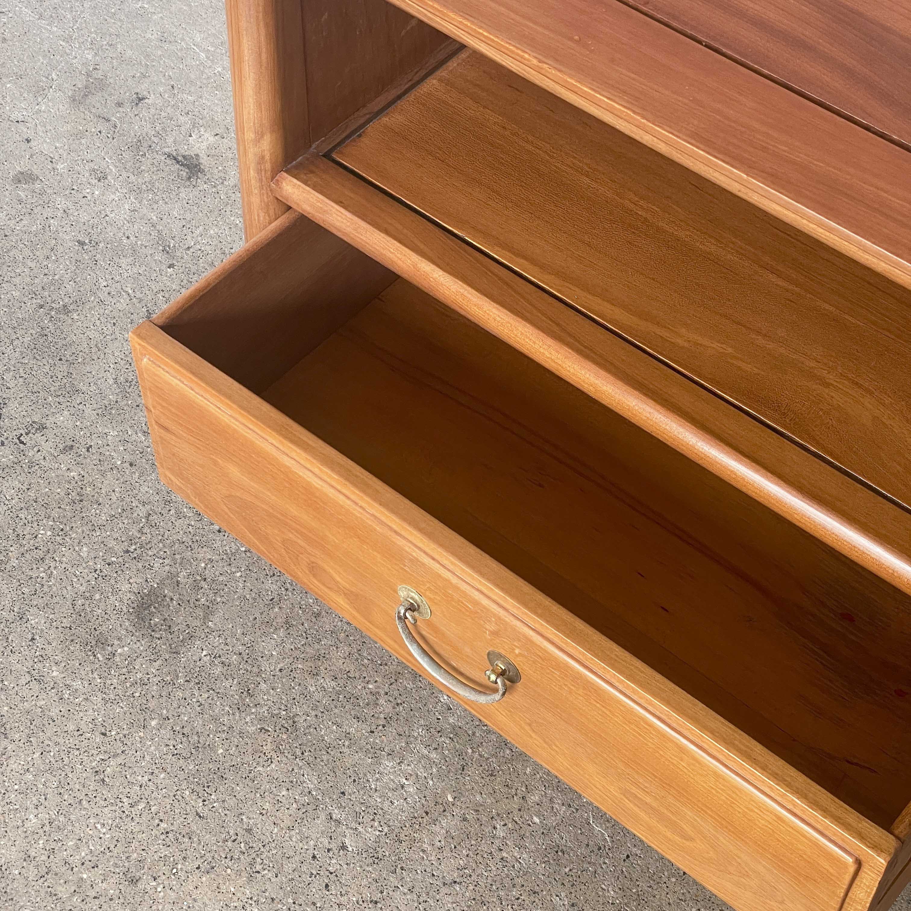 Vintage Elm Side Table with Drawer