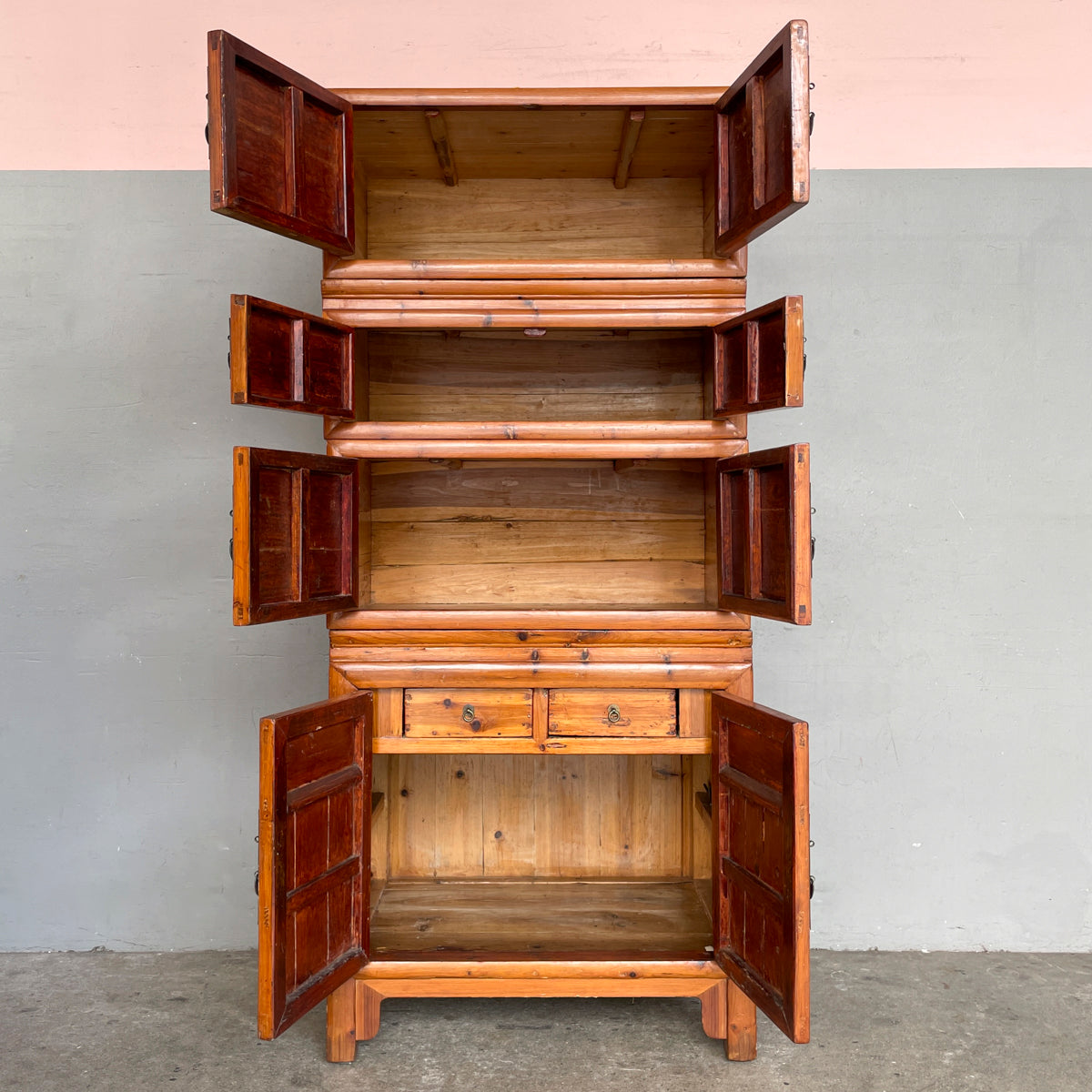 Chinese Elm Stackable Storage Chest/Cabinet