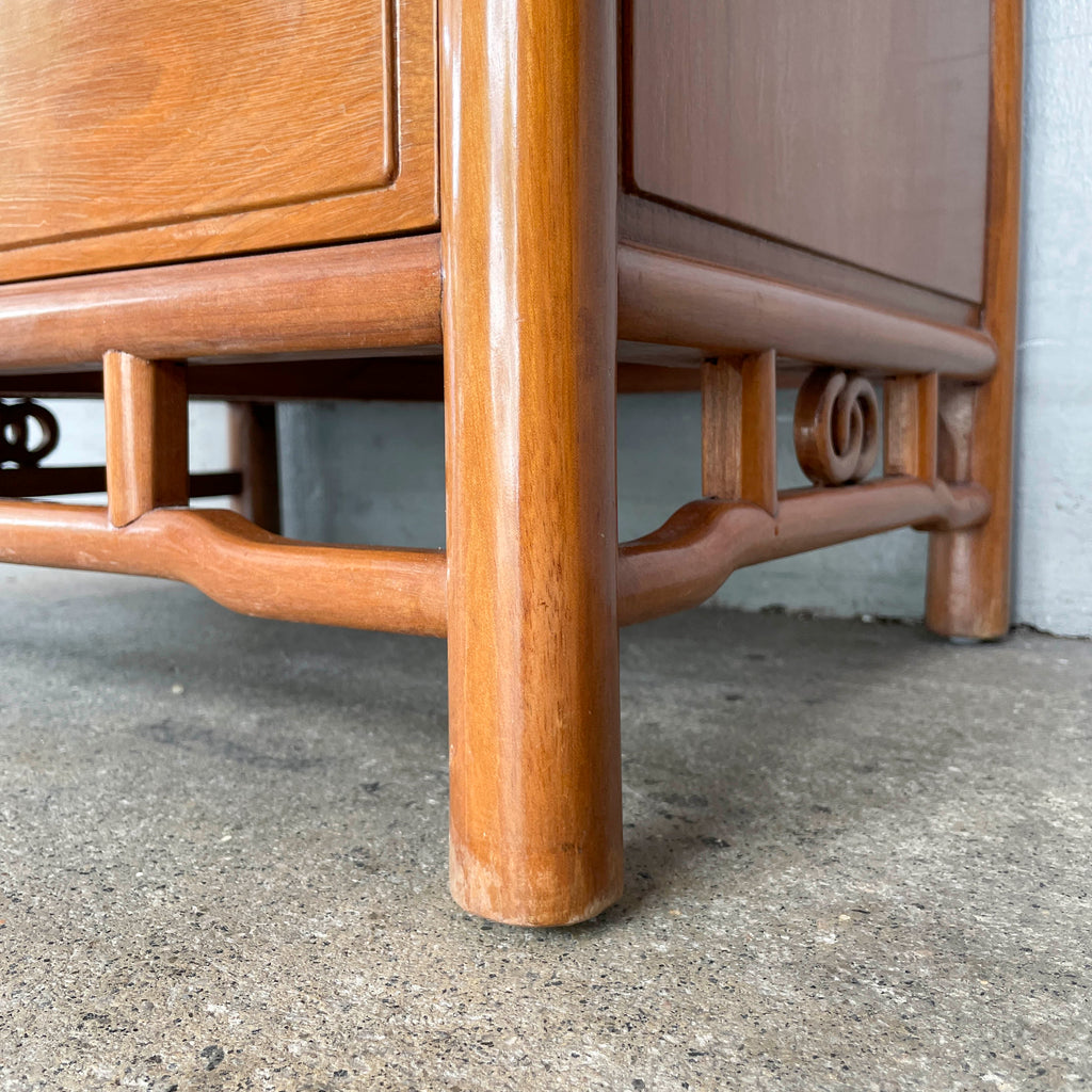 Vintage Elm Side Table with Drawer
