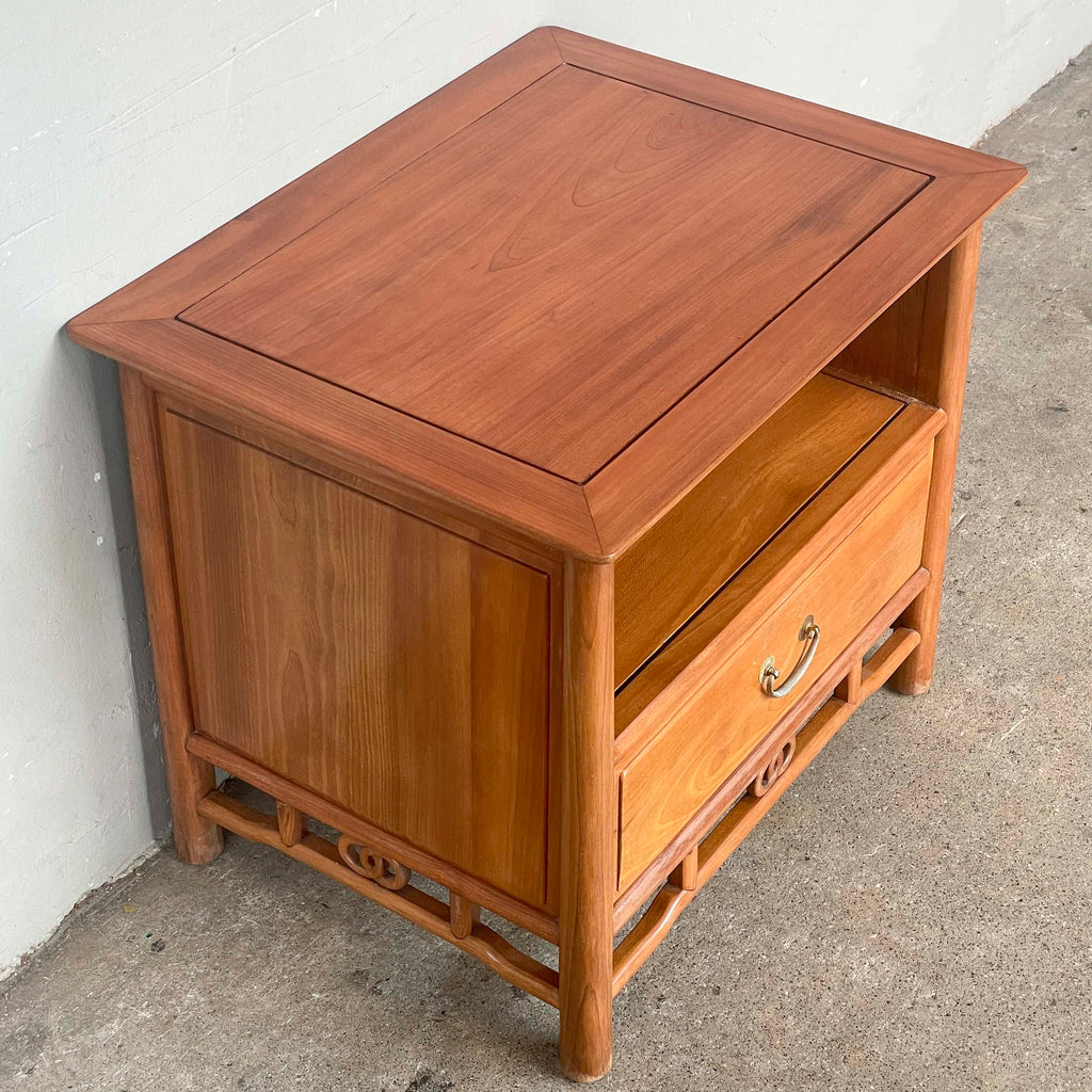 Vintage Elm Side Table with Drawer