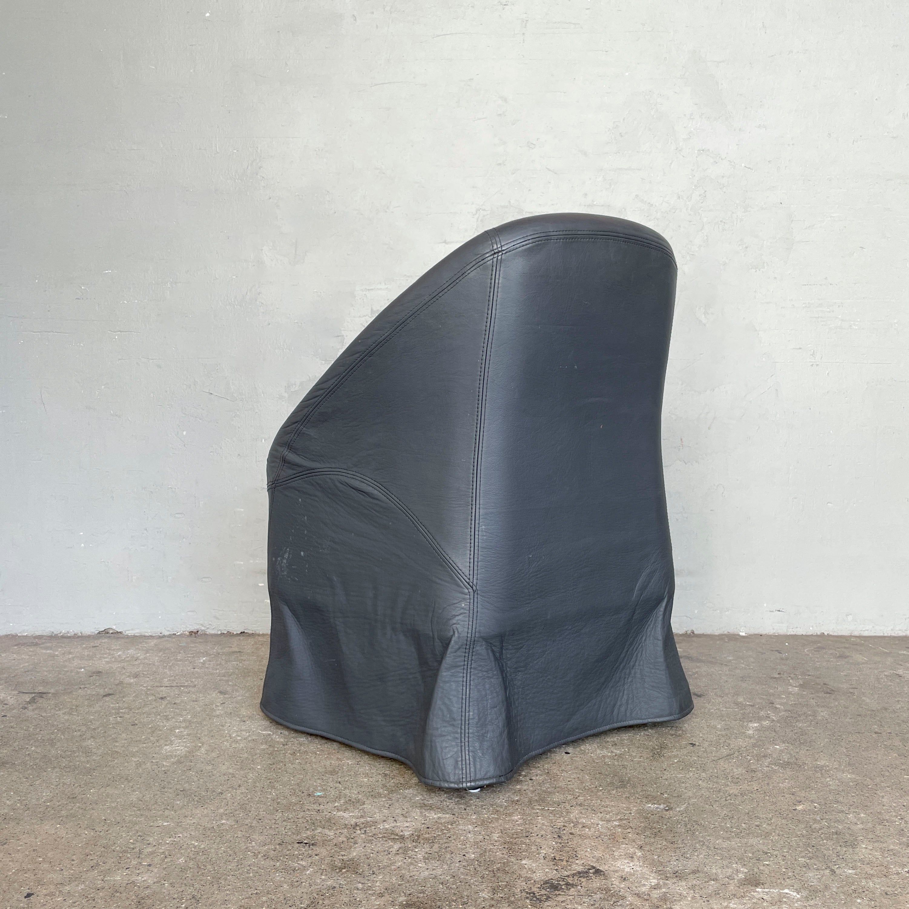 Black Leather Tub Chair