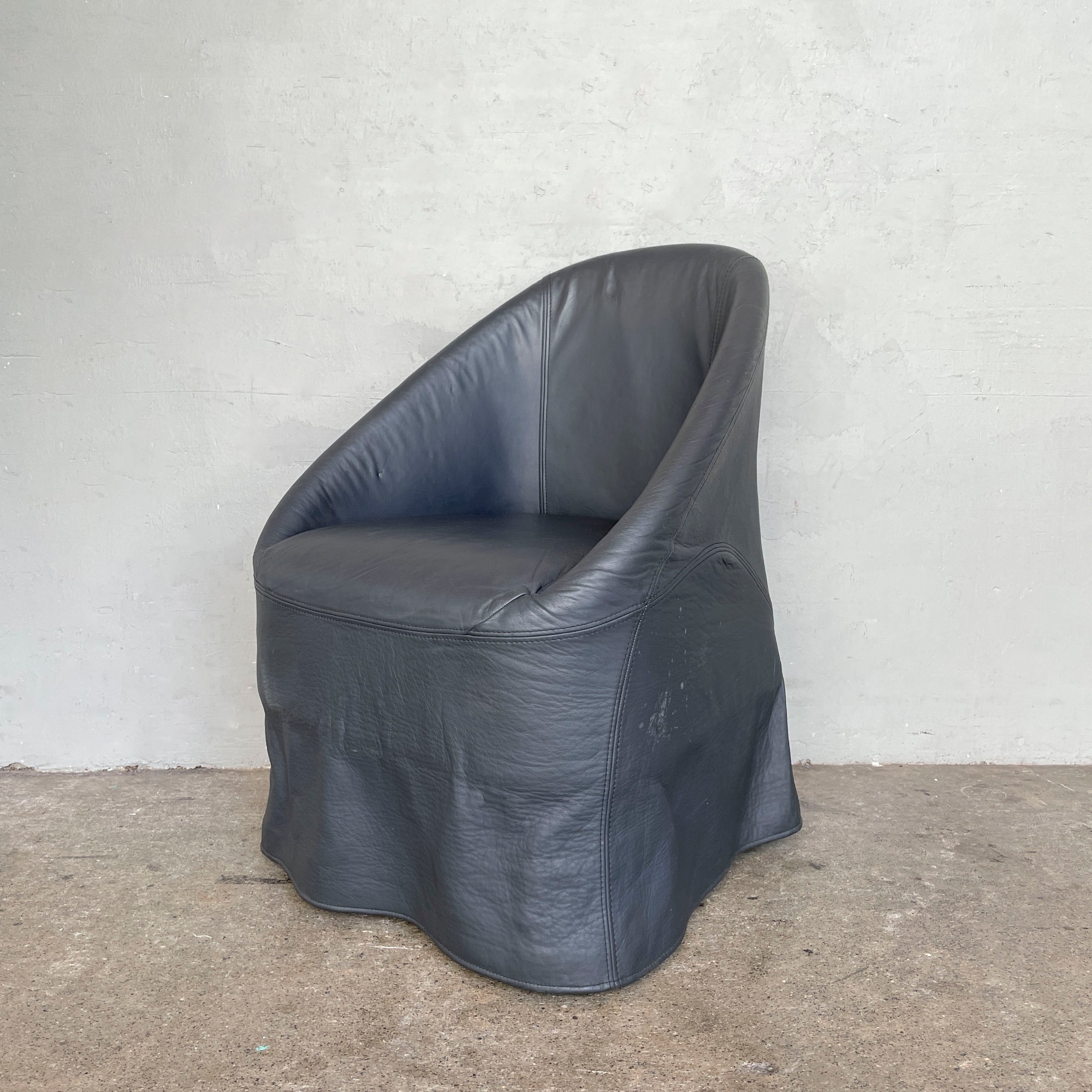 Black Leather Tub Chair