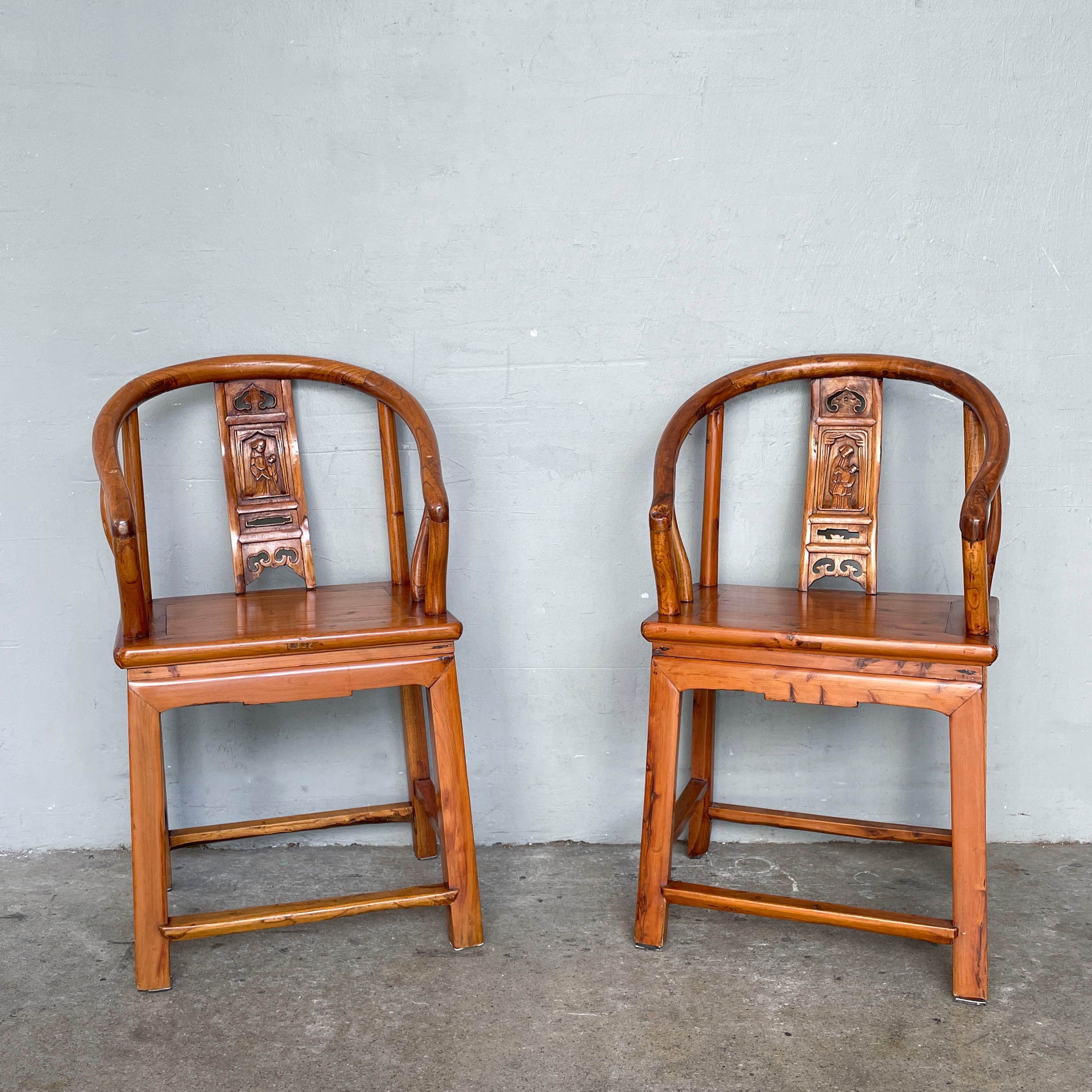 Pair of Oriental-Style Horseshoe Armchairs