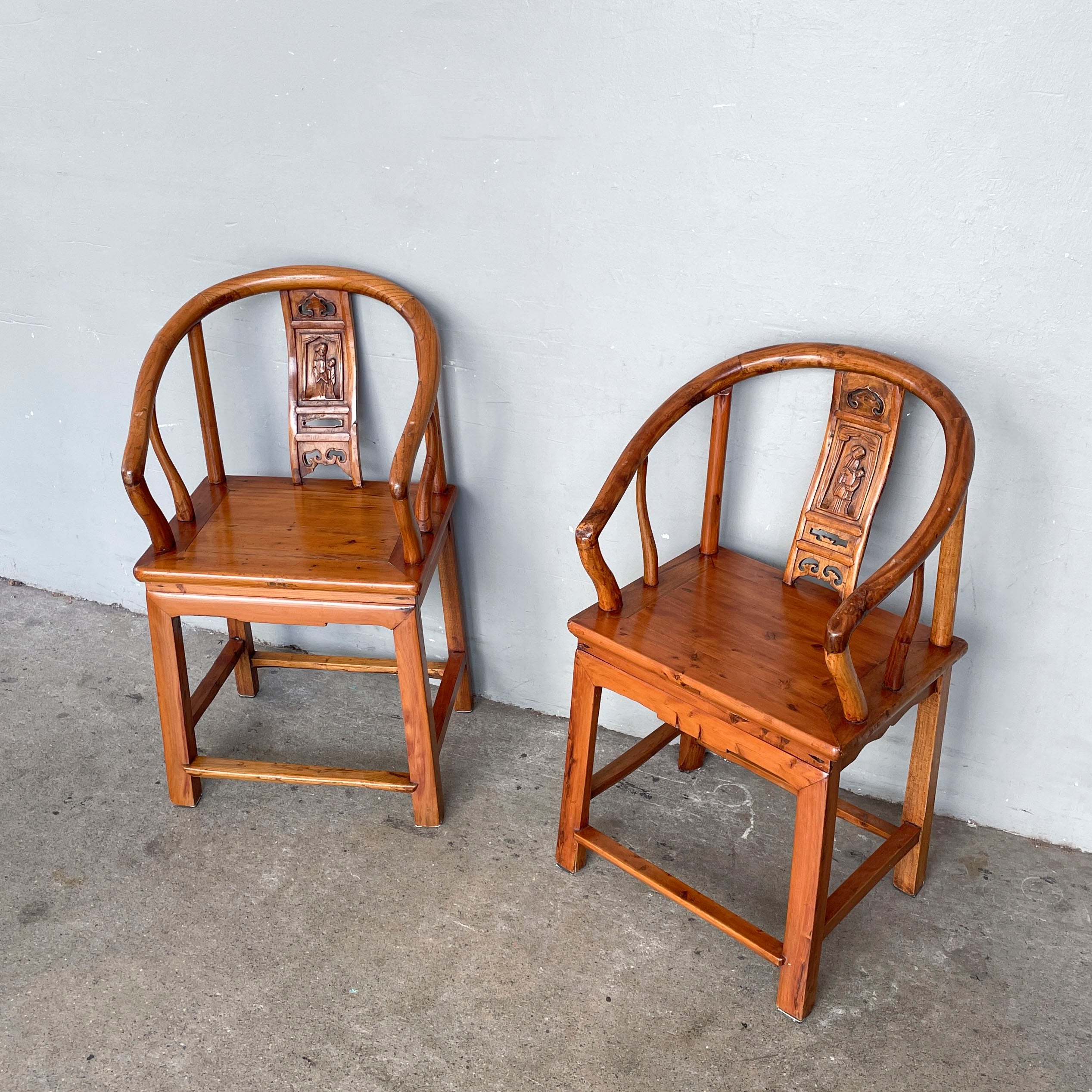Pair of Oriental-Style Horseshoe Armchairs