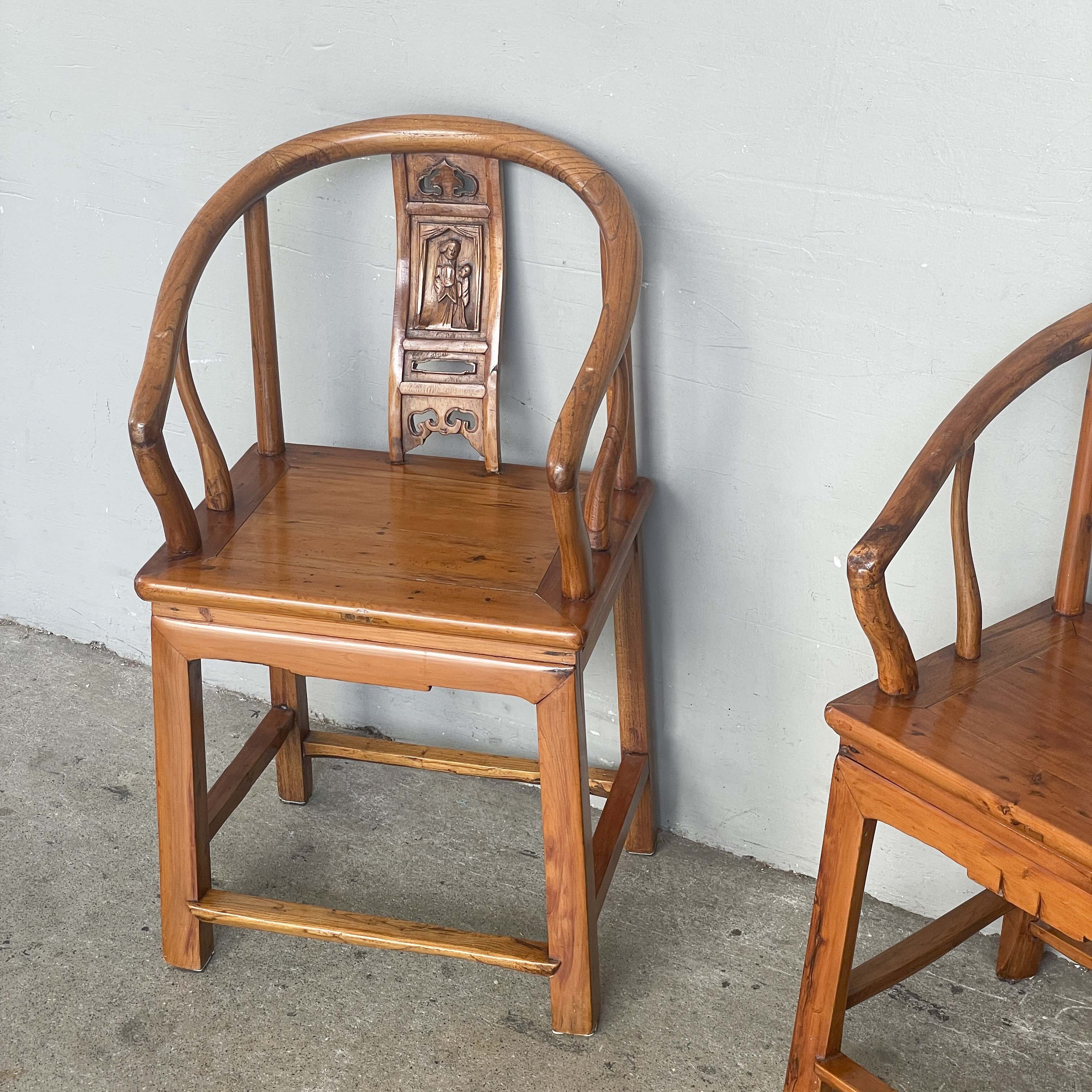 Pair of Oriental-Style Horseshoe Armchairs