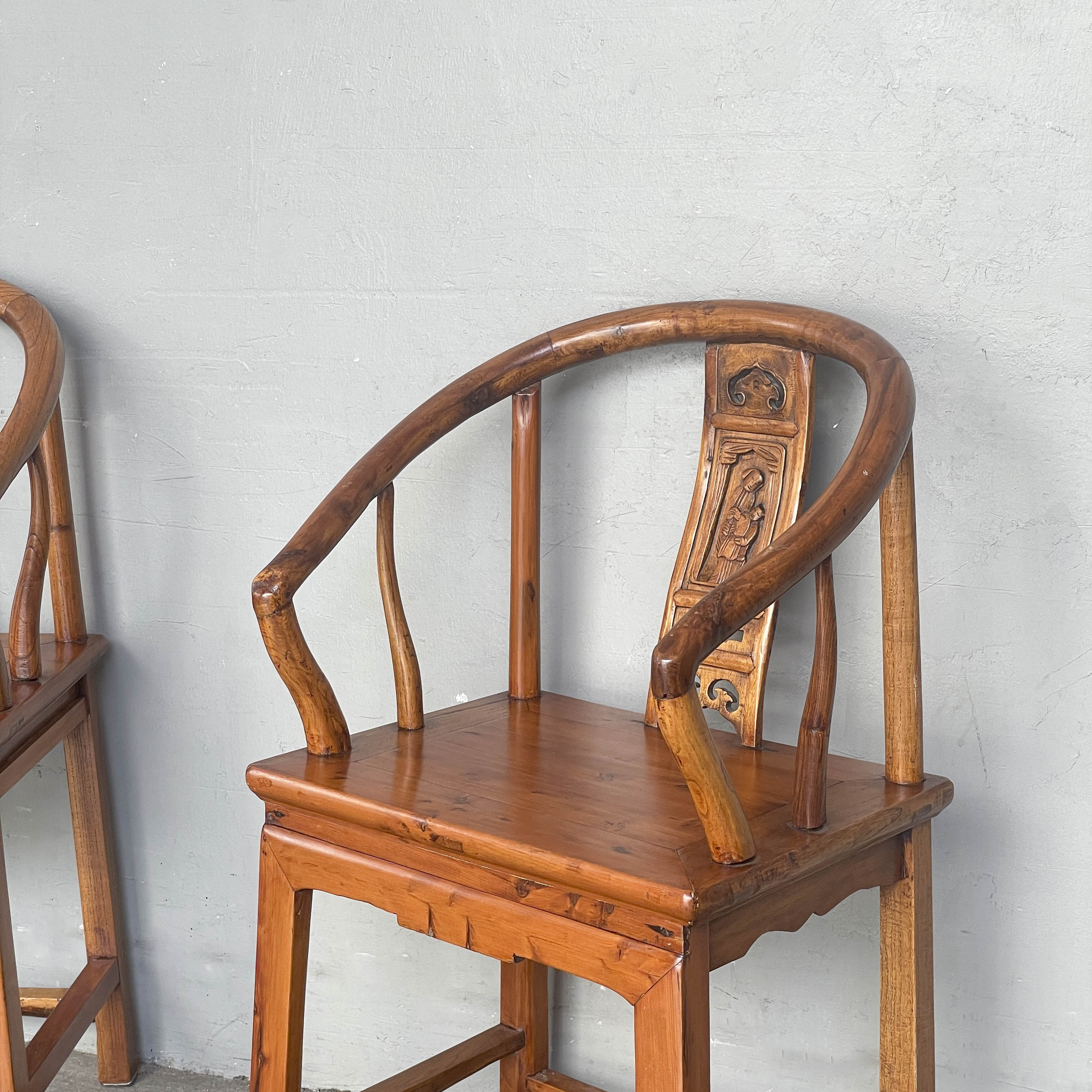 Pair of Oriental-Style Horseshoe Armchairs