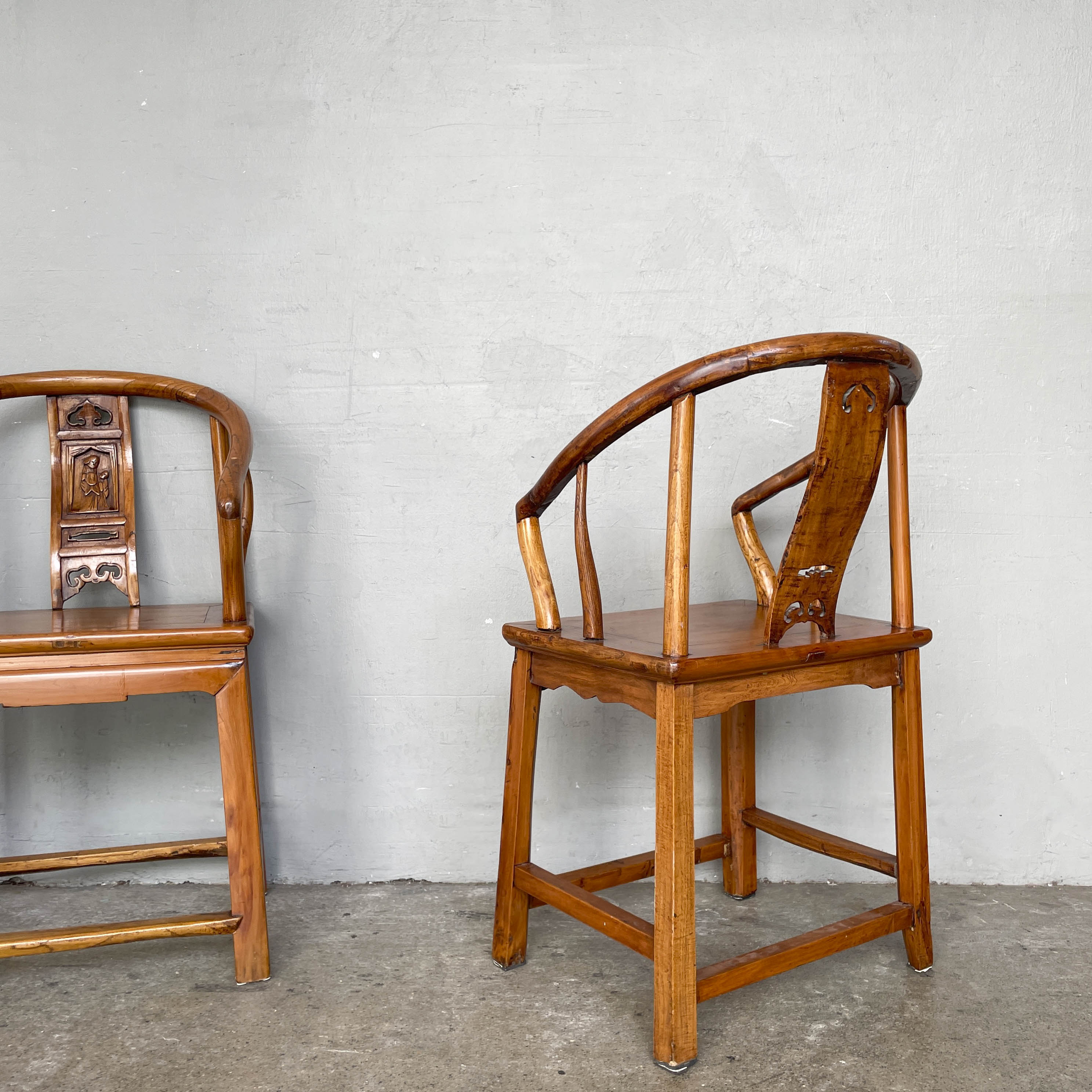 Pair of Oriental-Style Horseshoe Armchairs