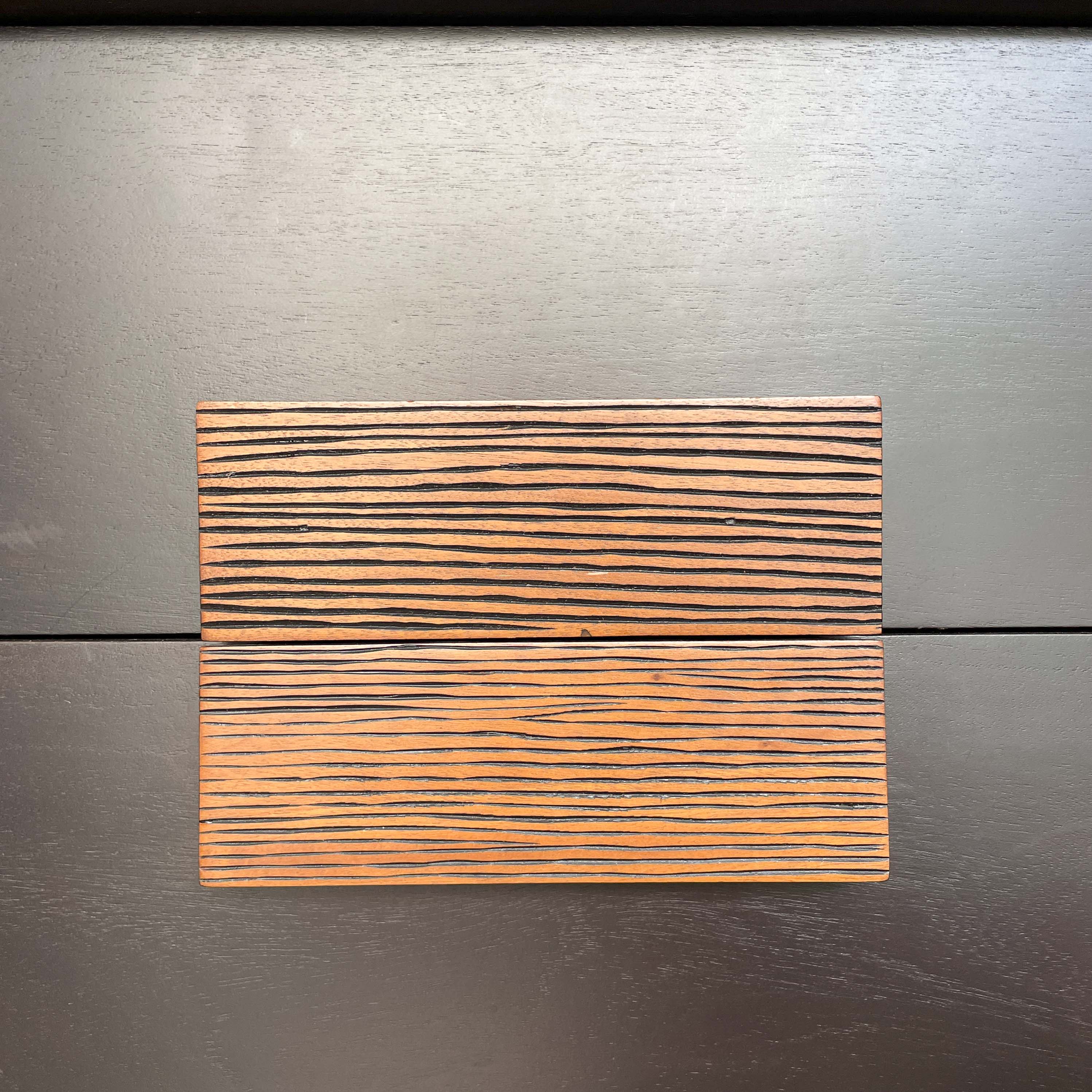 Dark-Stained Chest of Drawers with Ribbed Accents