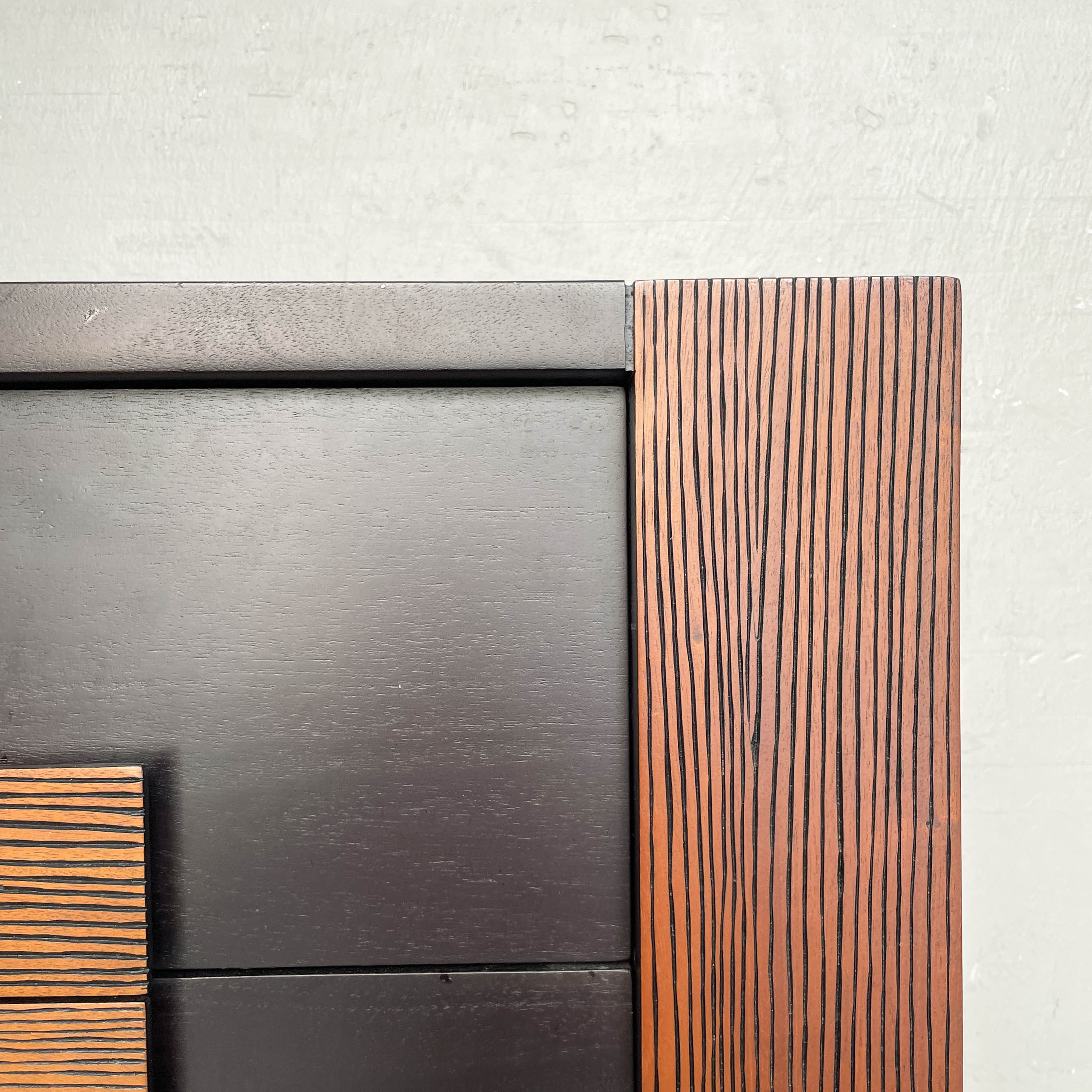 Dark-Stained Chest of Drawers with Ribbed Accents