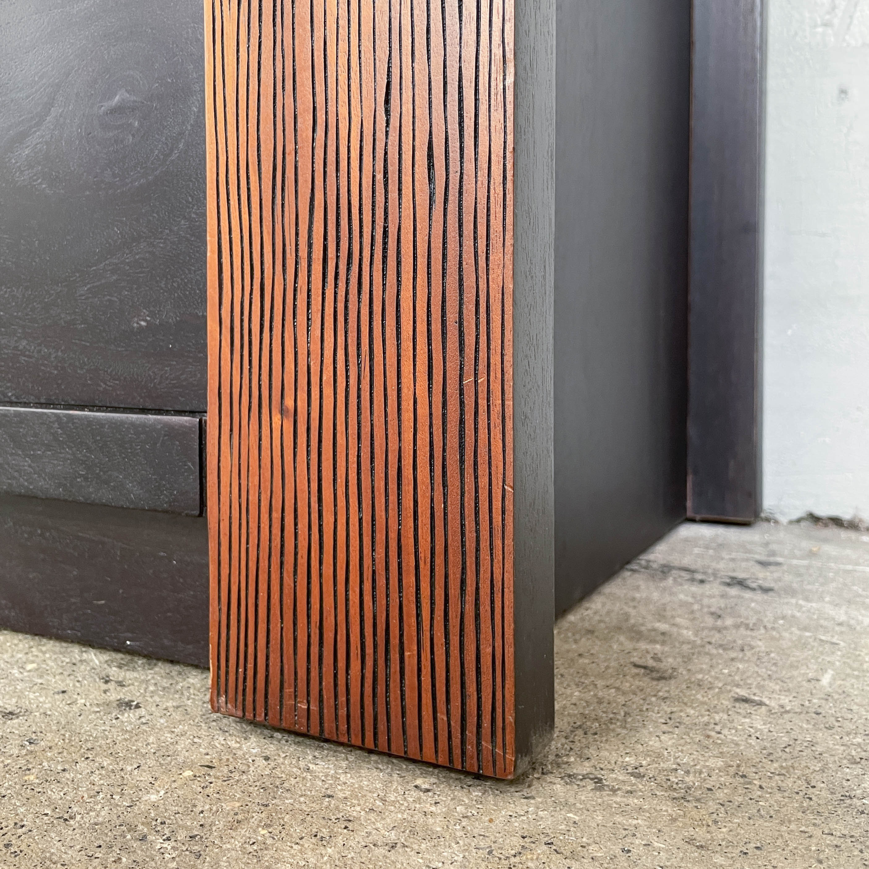 Dark-Stained Chest of Drawers with Ribbed Accents