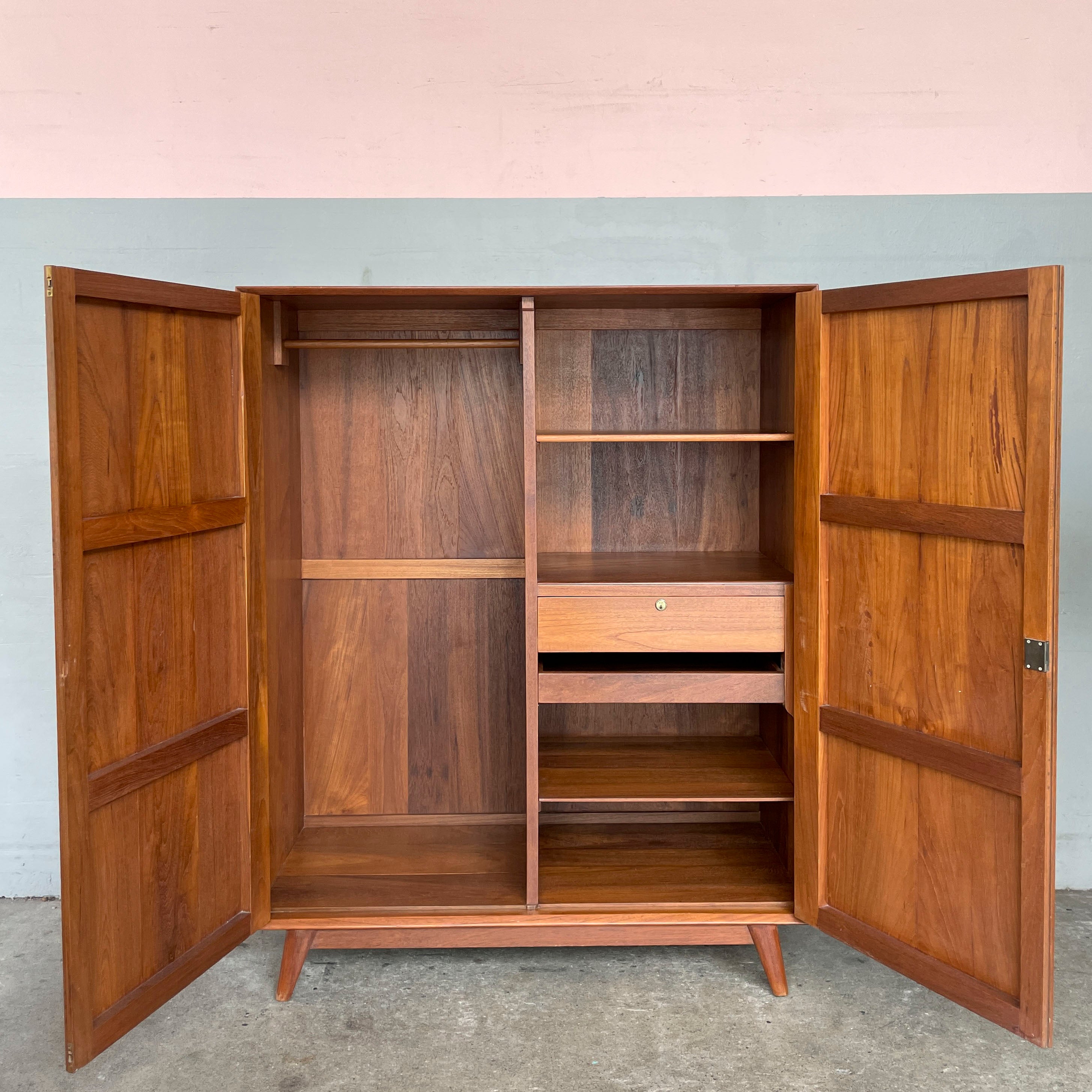 Short & Wide Vintage Teak Wardrobe