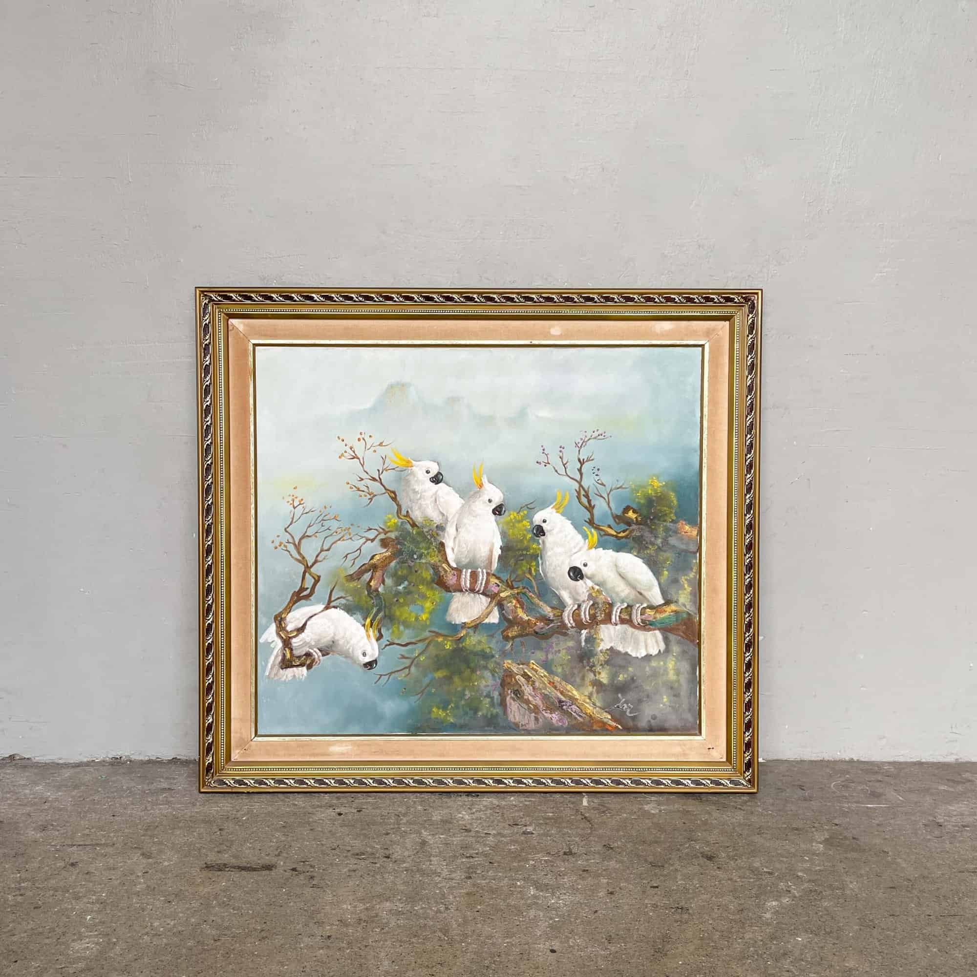 Yellow-Crested Cockatoo - Framed Acrylic on Canvas