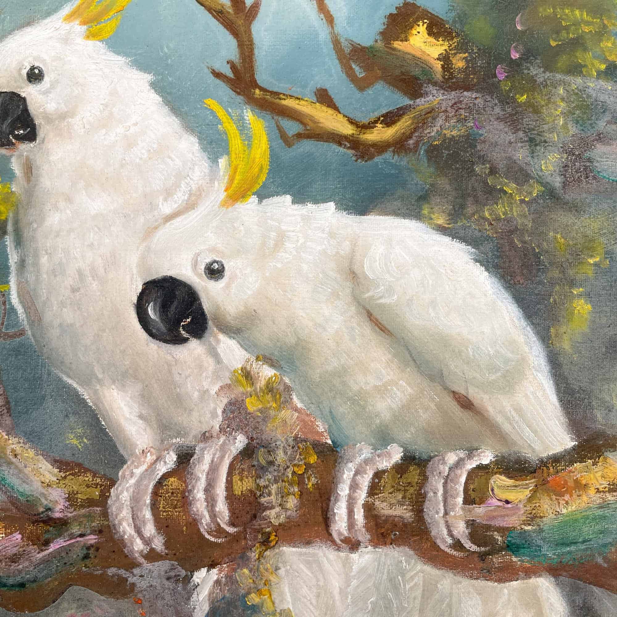 Yellow-Crested Cockatoo - Framed Acrylic on Canvas