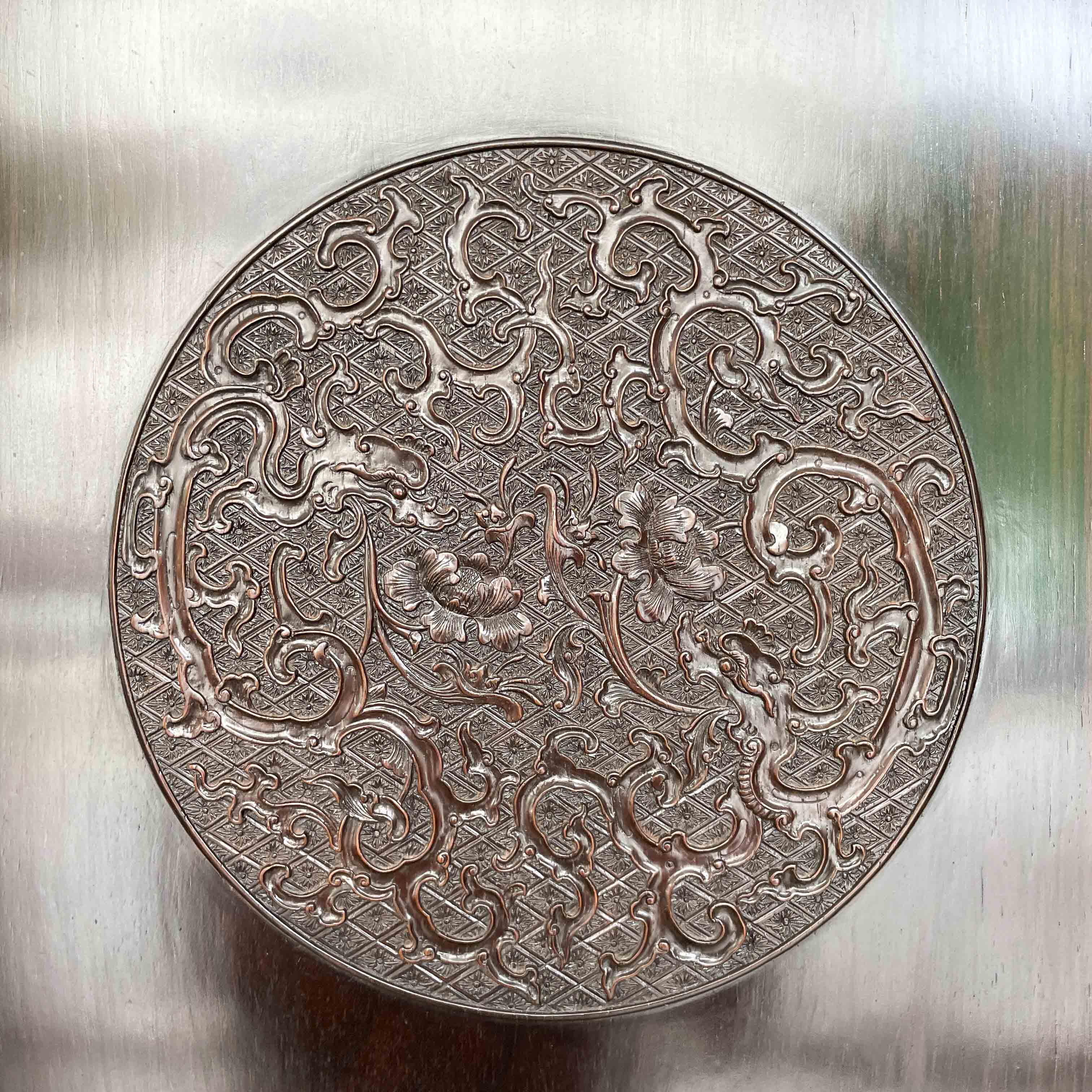 Chinese Zitan Cabinet with Carved Medallions