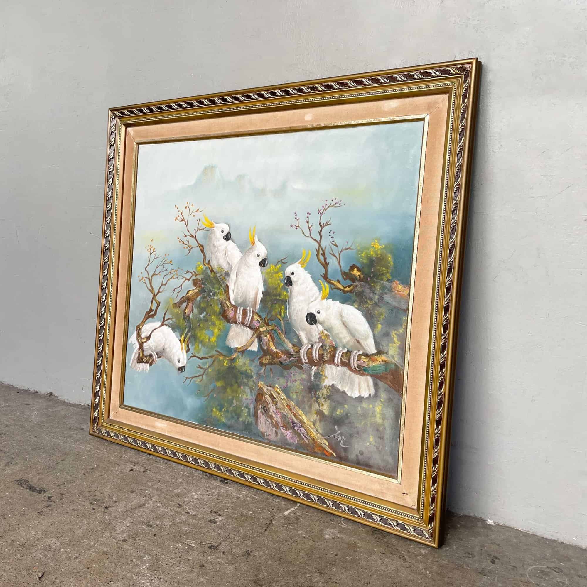 Yellow-Crested Cockatoo - Framed Acrylic on Canvas