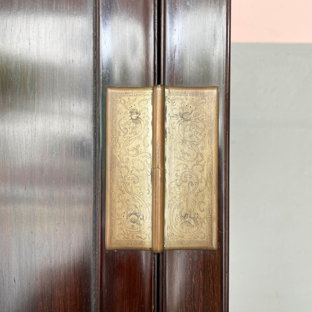 Chinese Zitan Cabinet with Carved Medallions