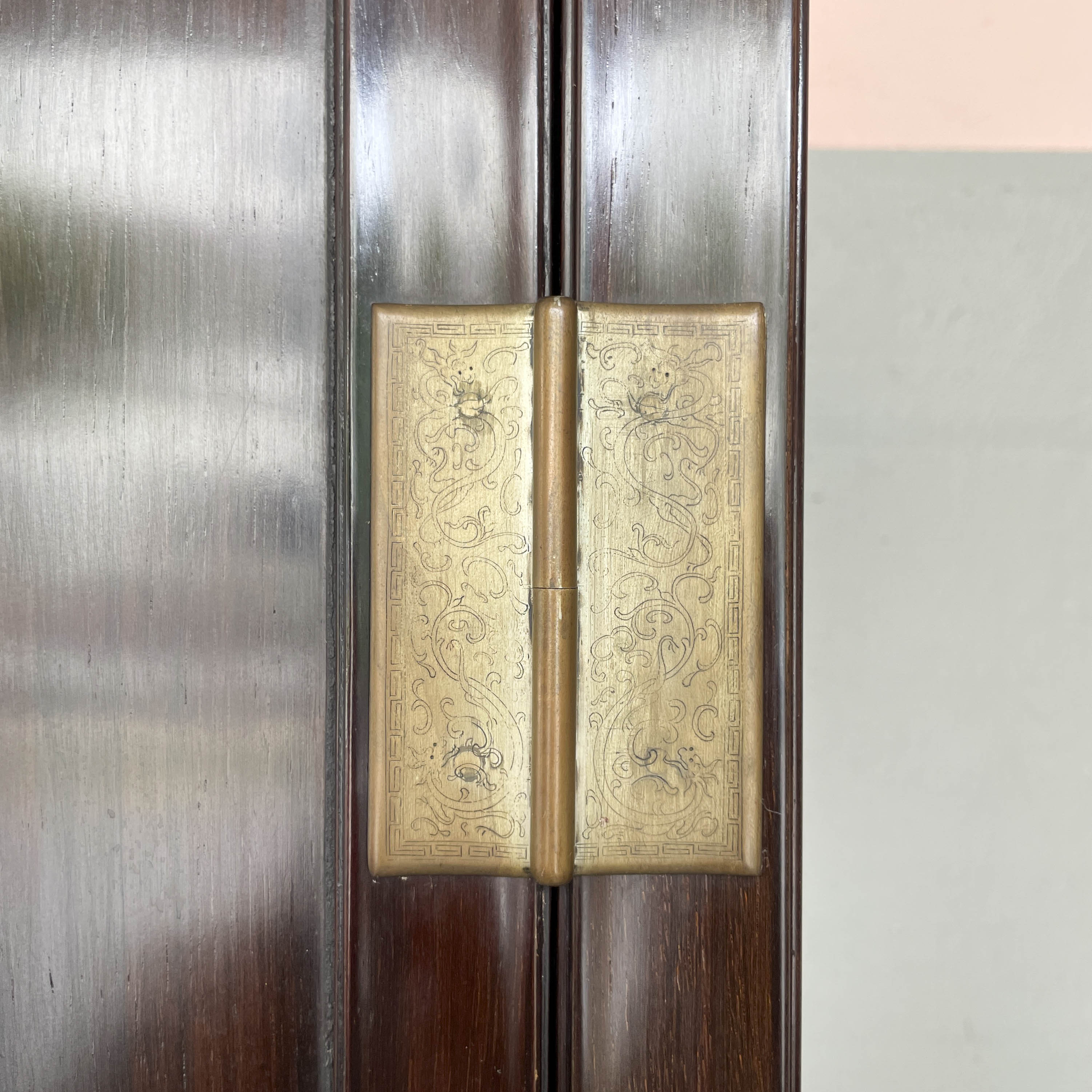 Chinese Zitan Cabinet with Carved Medallions