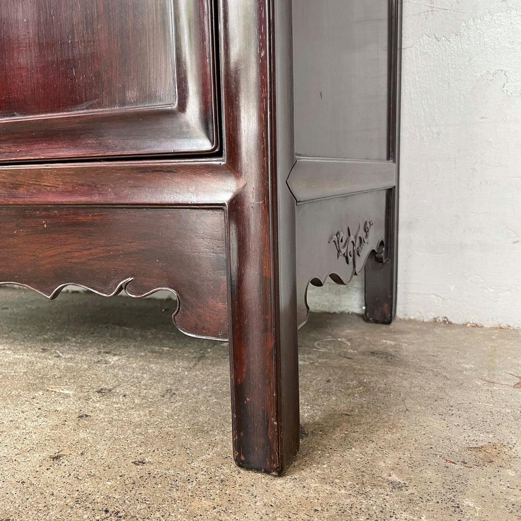 Chinese Zitan Cabinet with Carved Medallions