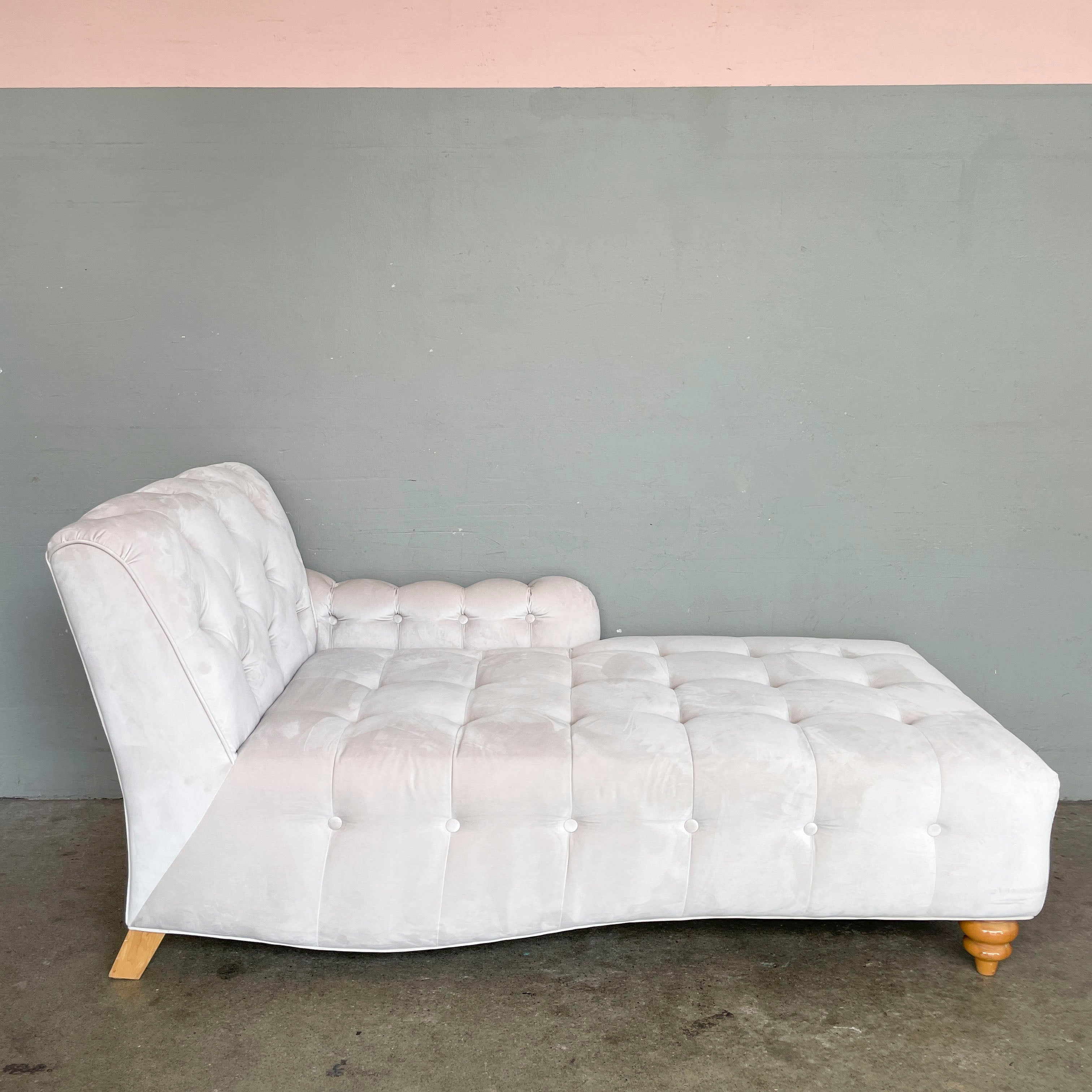 Light Grey Velvet Chaise Lounge