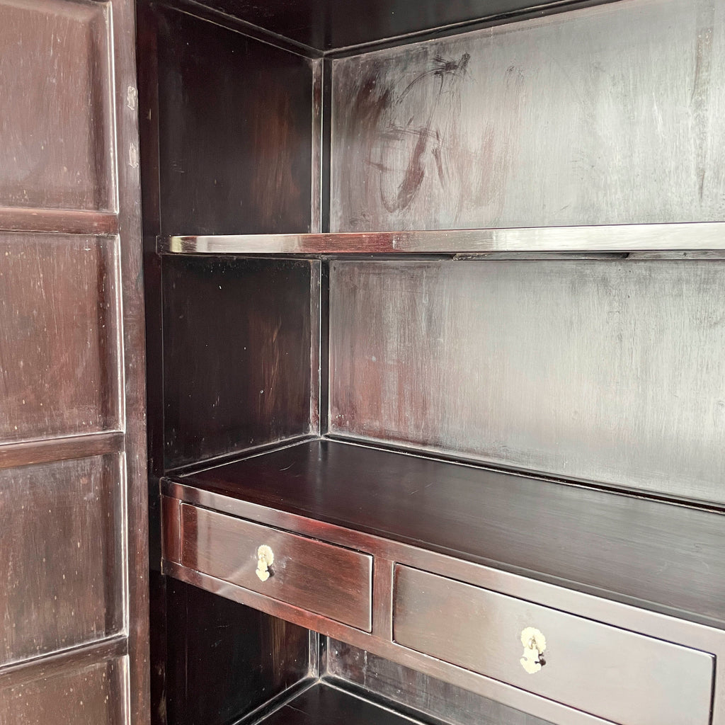 Chinese Zitan Cabinet with Carved Medallions