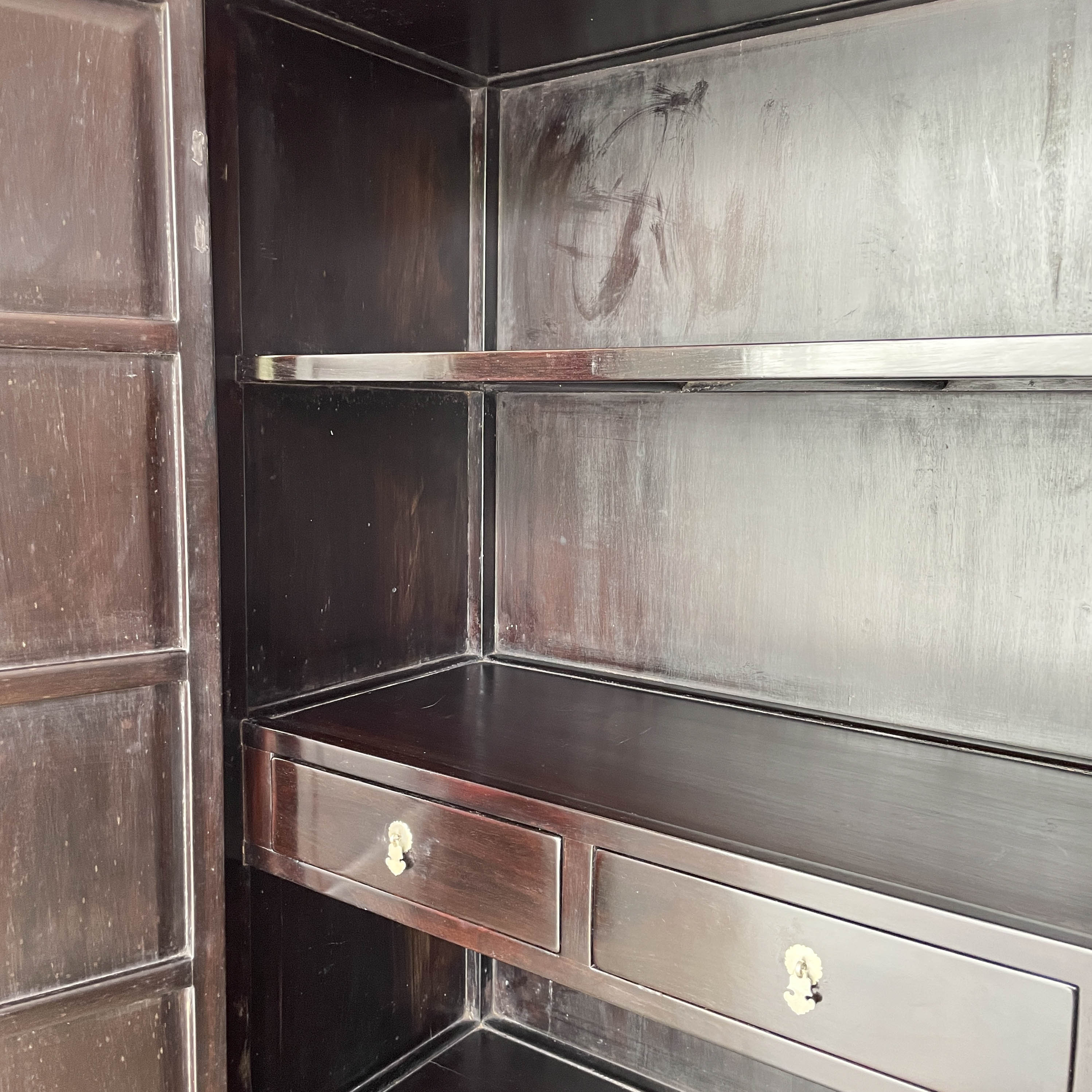 Chinese Zitan Cabinet with Carved Medallions