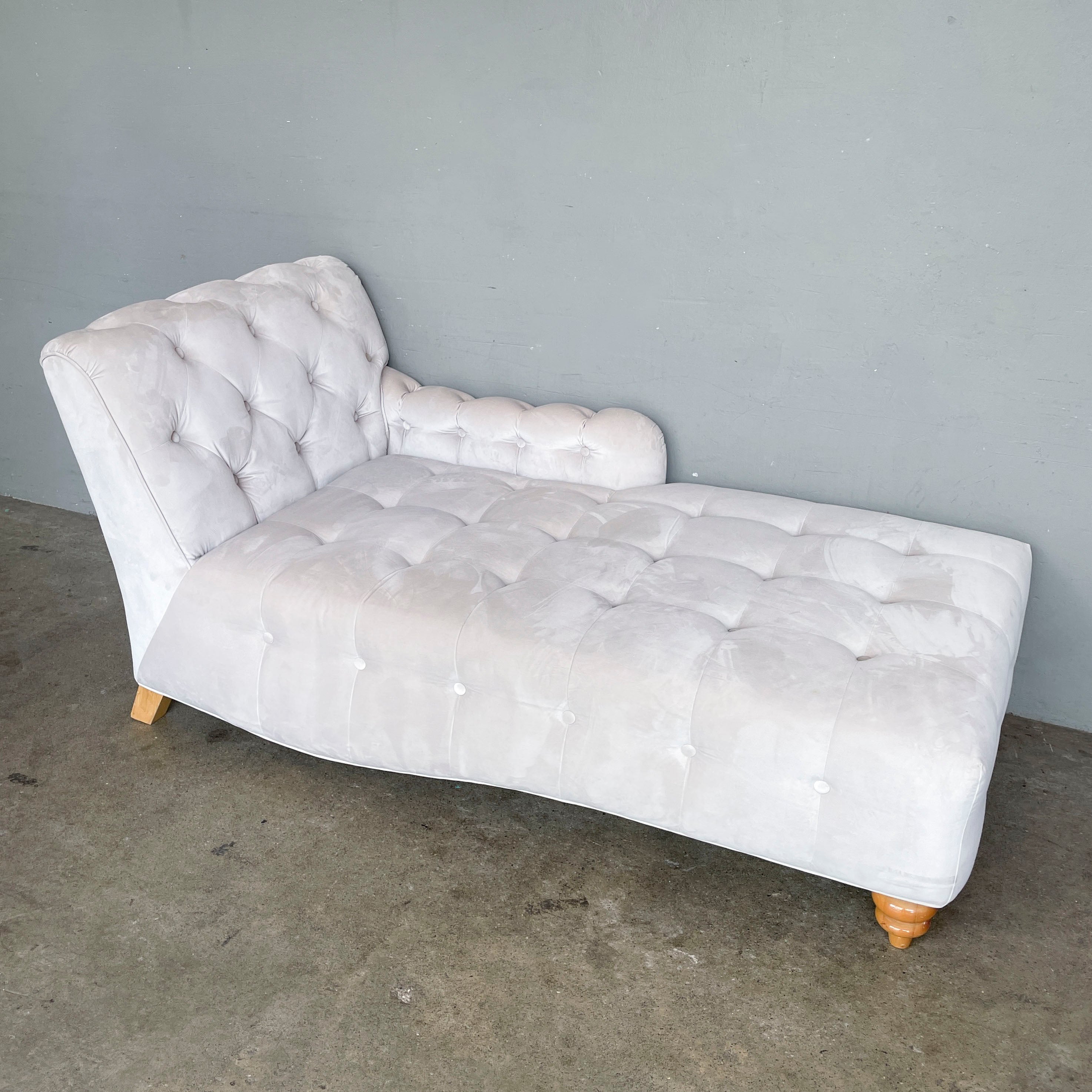 Light Grey Velvet Chaise Lounge