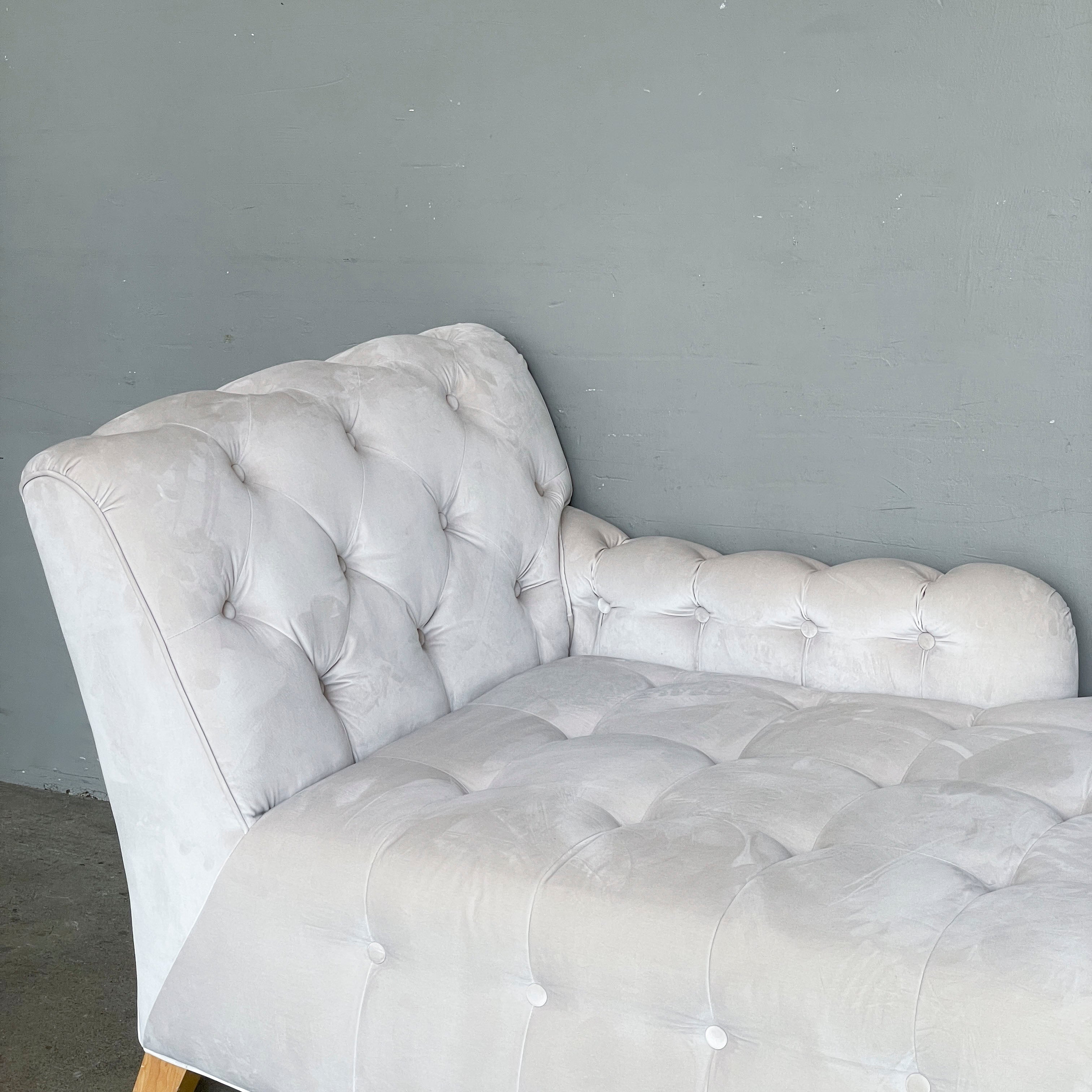 Light Grey Velvet Chaise Lounge