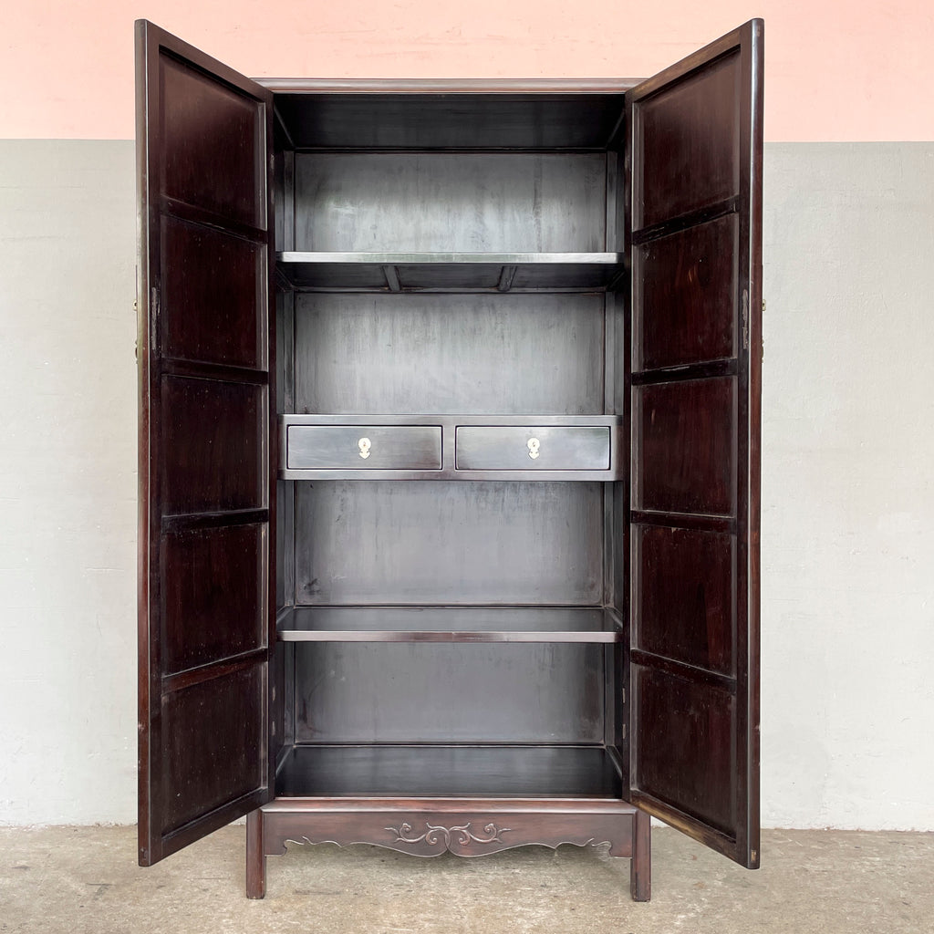 Chinese Zitan Cabinet with Carved Medallions