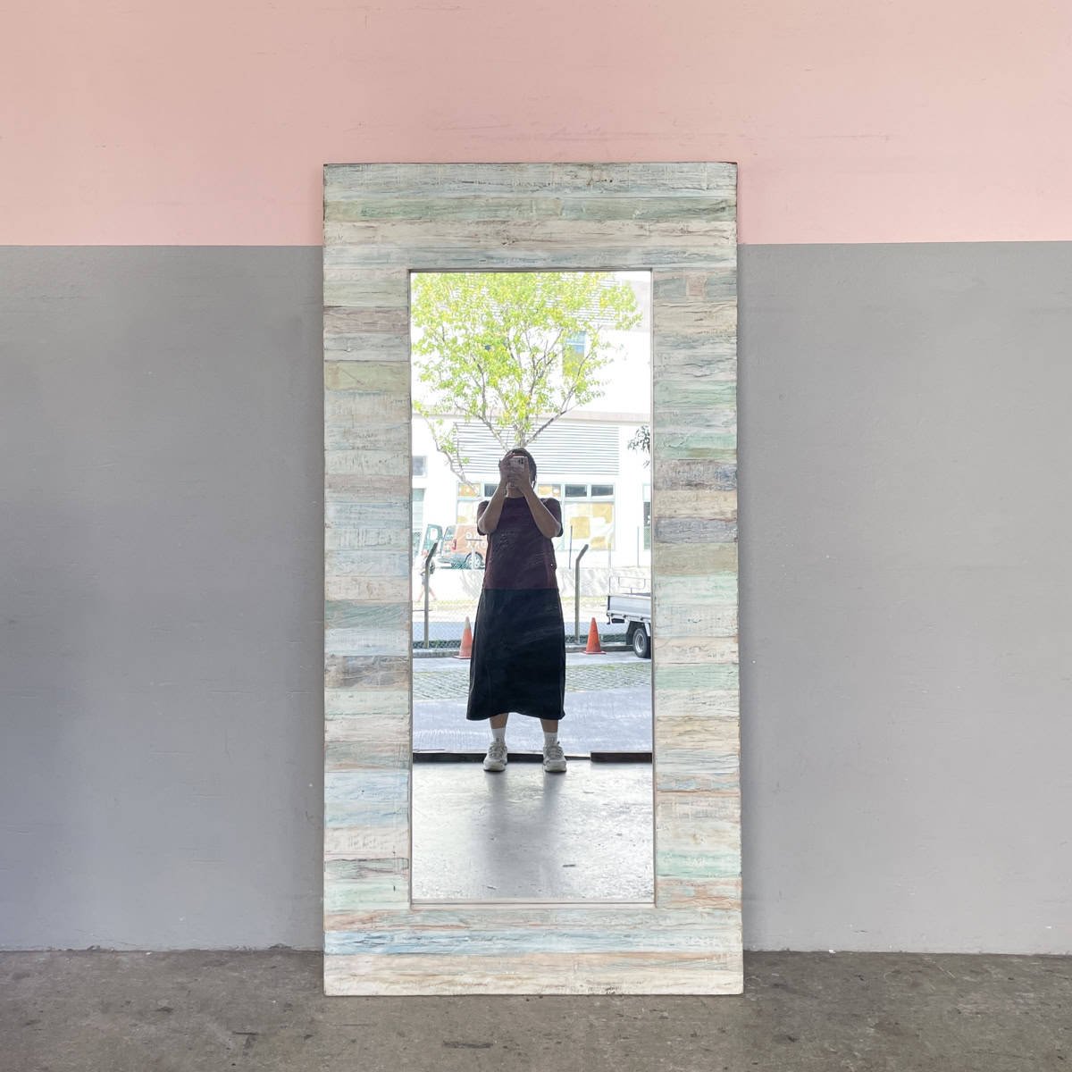 Whitewashed Teak Full-Length Mirror