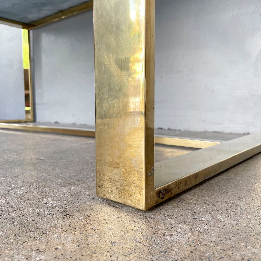 Verde Alpi Marble Dining Table with Polished Metal Base