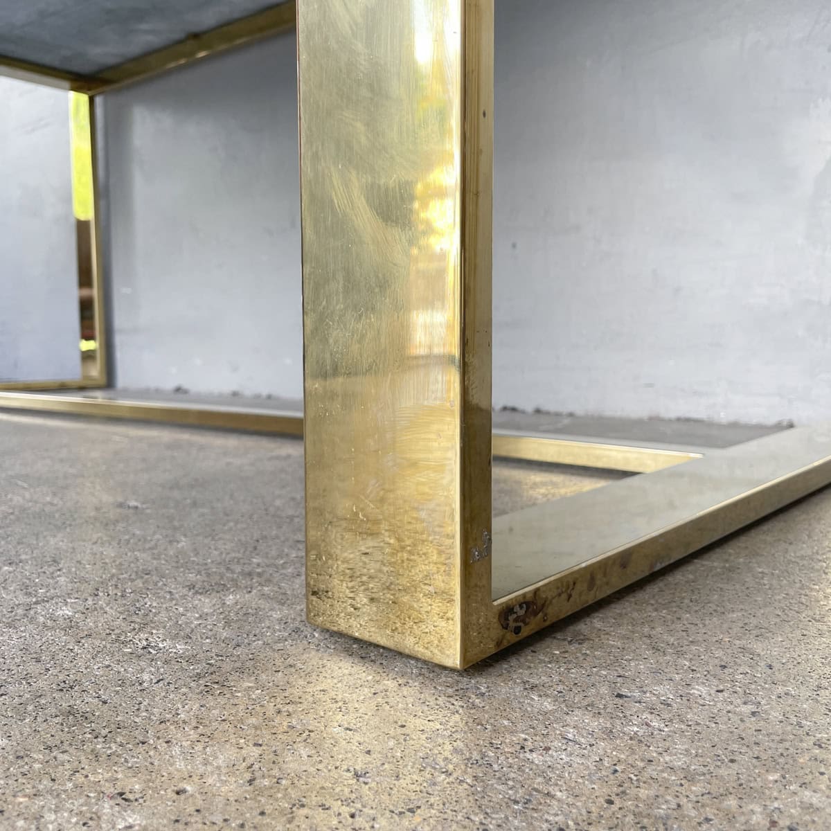Verde Alpi Marble Dining Table with Polished Metal Base