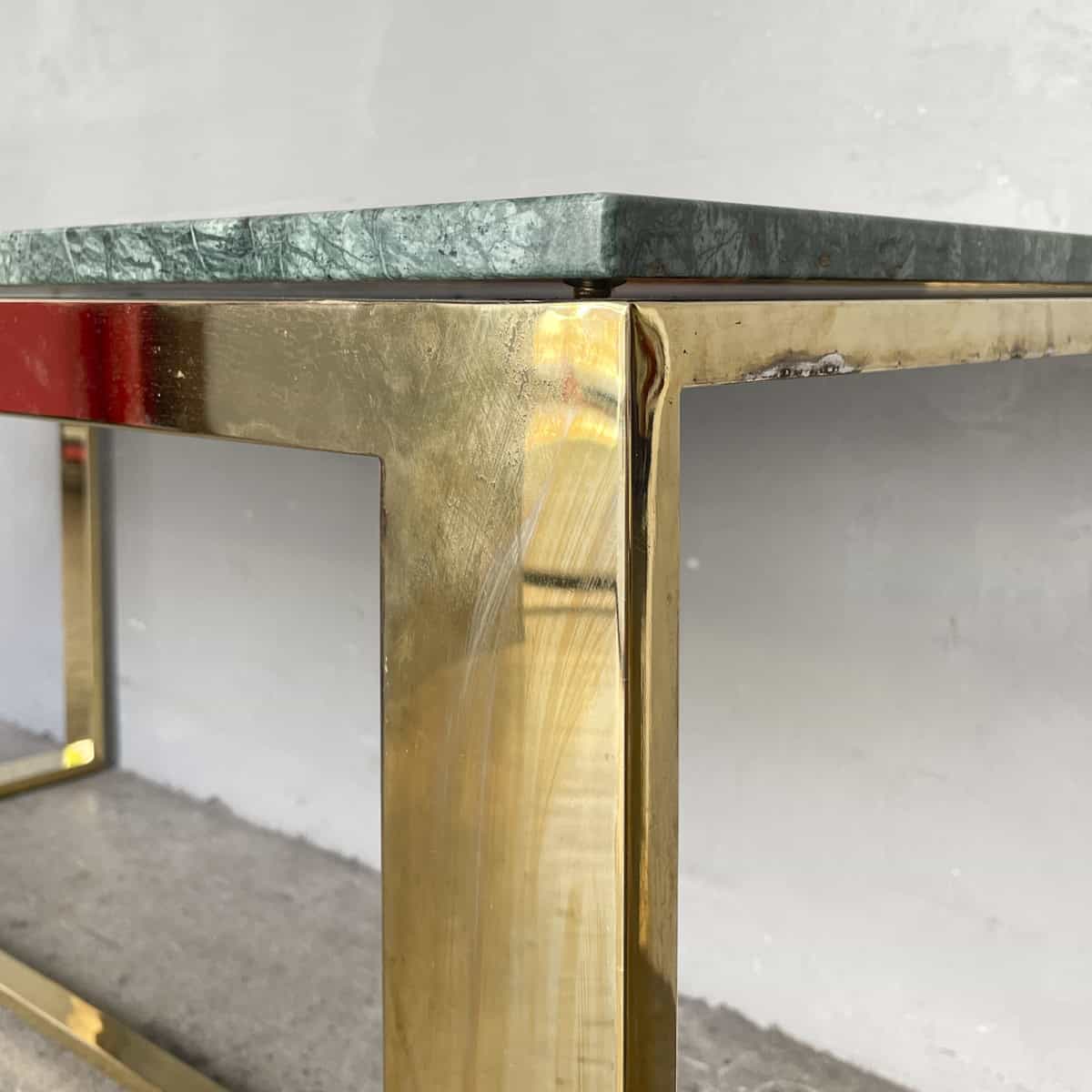 Verde Alpi Marble Dining Table with Polished Metal Base